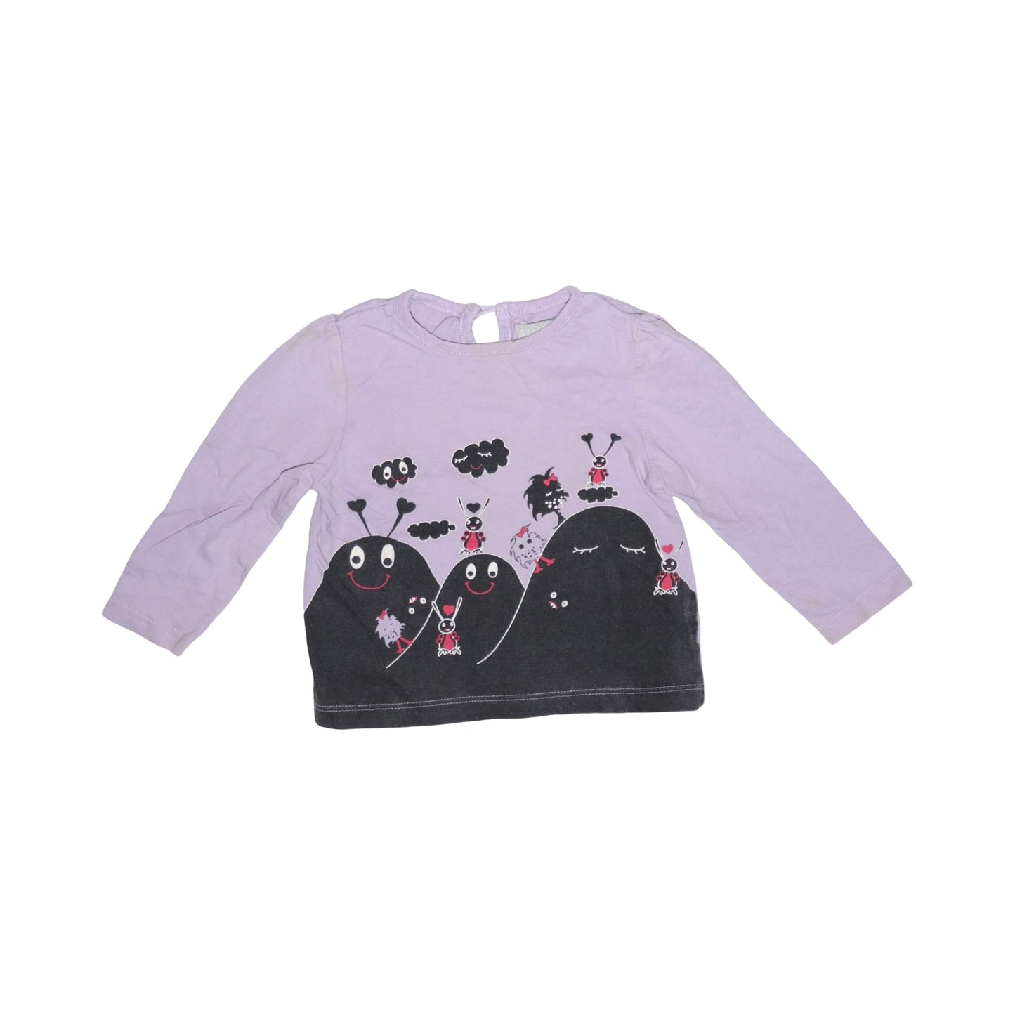 Långärmad T-shirt från PYTTELITEN - Storlek 74 - Lila & Svart (Multi)