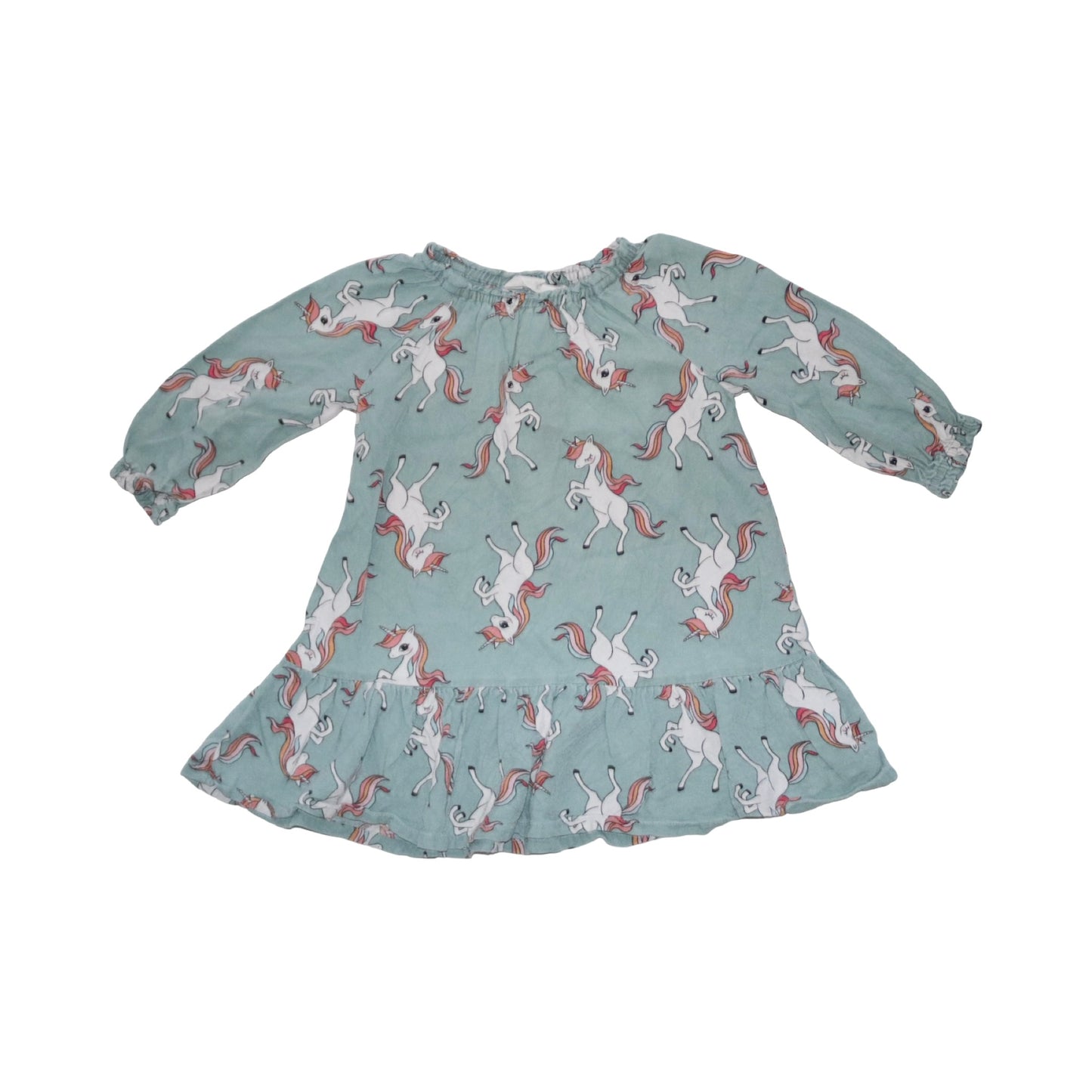 Långärmad Klänning från H&M - Storlek 104 - Ljusgrön (Multi)