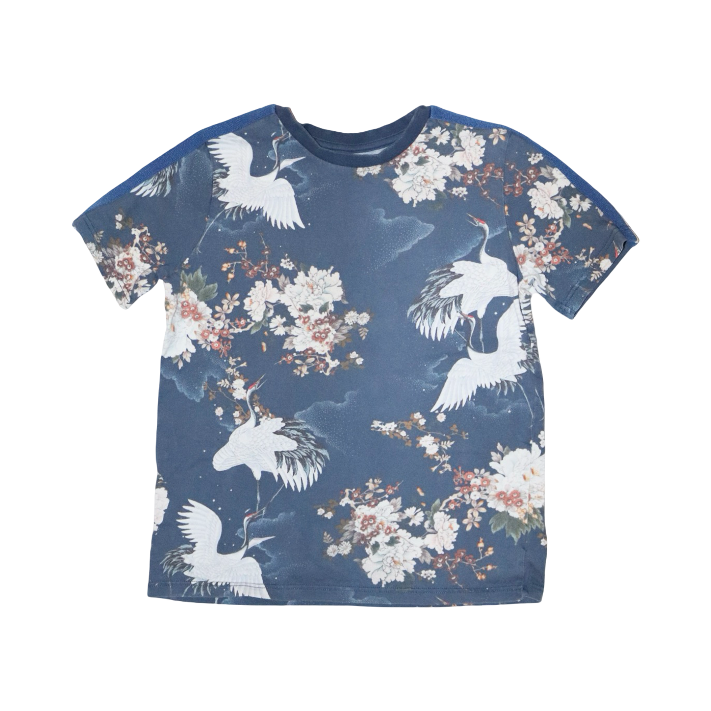 Kortärmad T-shirt från RIVER ISLAND - Storlek 122/128 - Marinblå & Vit (Multi)