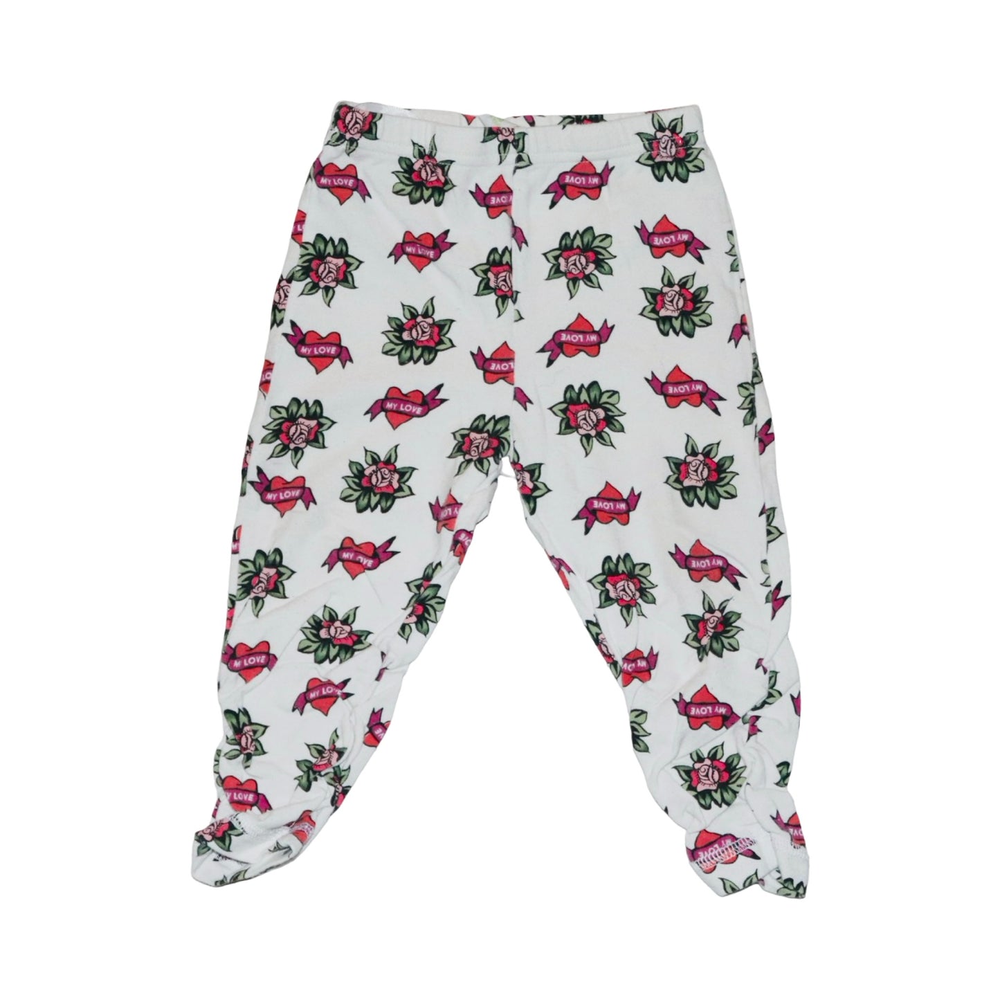 Leggings Byxor med fot från Parvel - Storlek 74 - Vit & Ross (Multi)