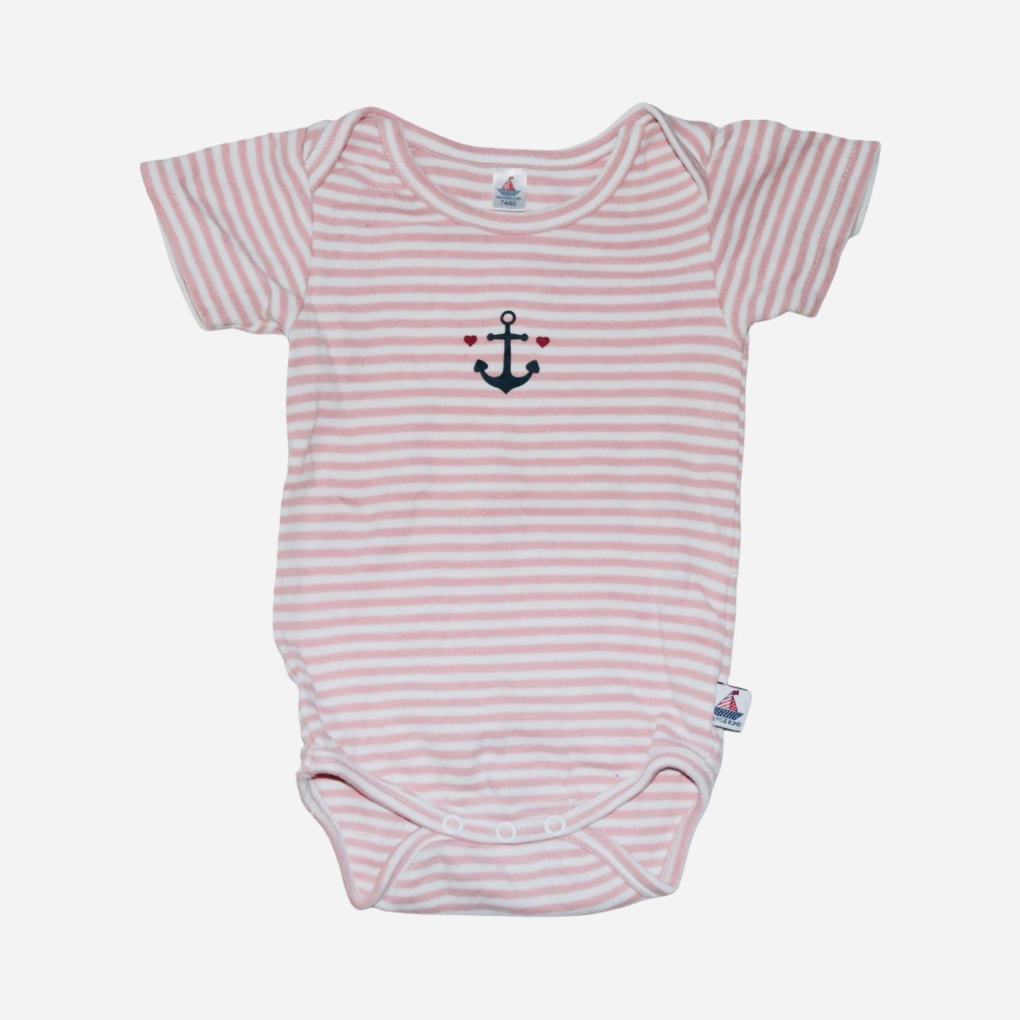 Kortärmad Body från HANSEKIND - Stolek 74/80 - Ljusrosa & Vit