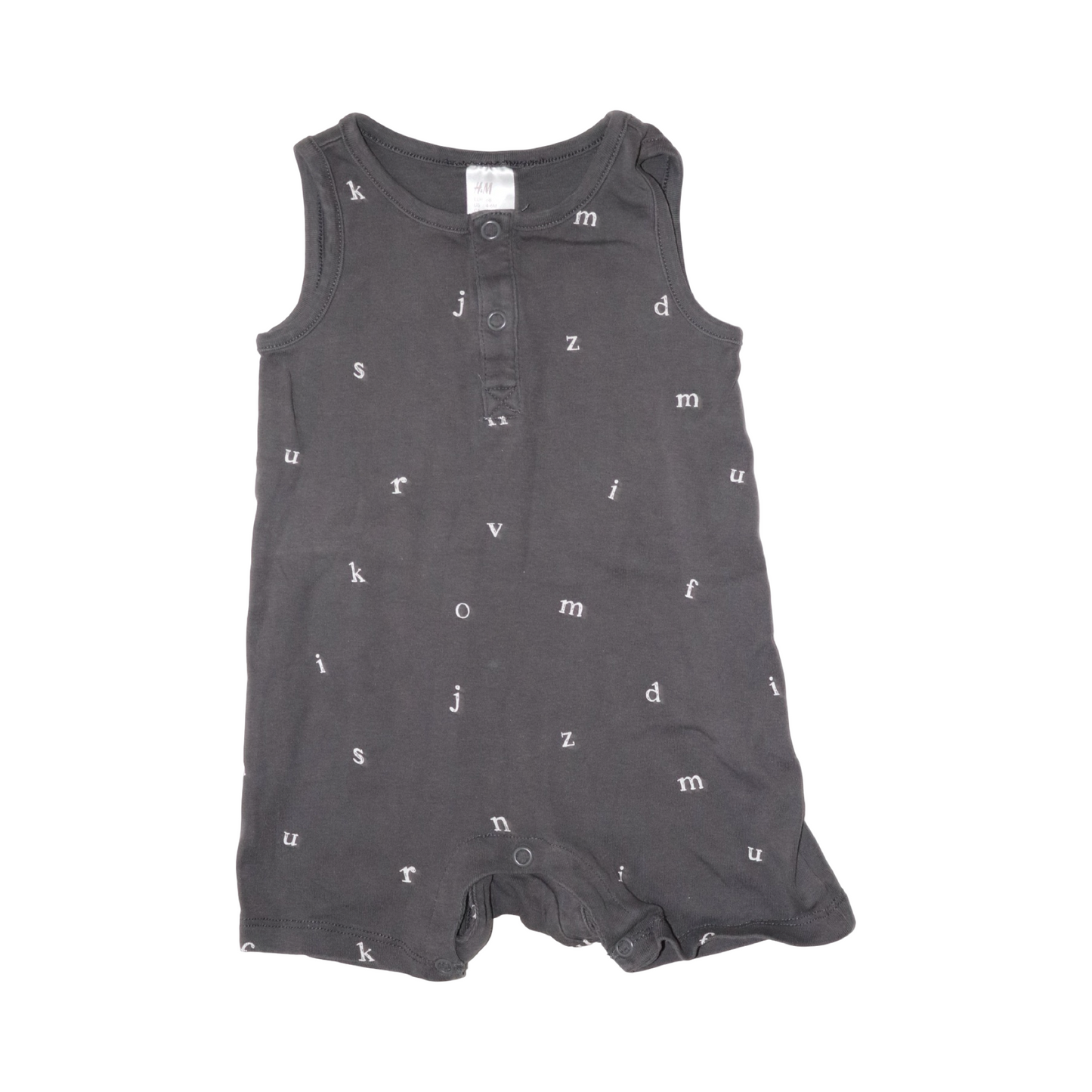 Kortärmad Byxdress/ Romper från H&M - Storlek 68 - Mörkgrå & Vit