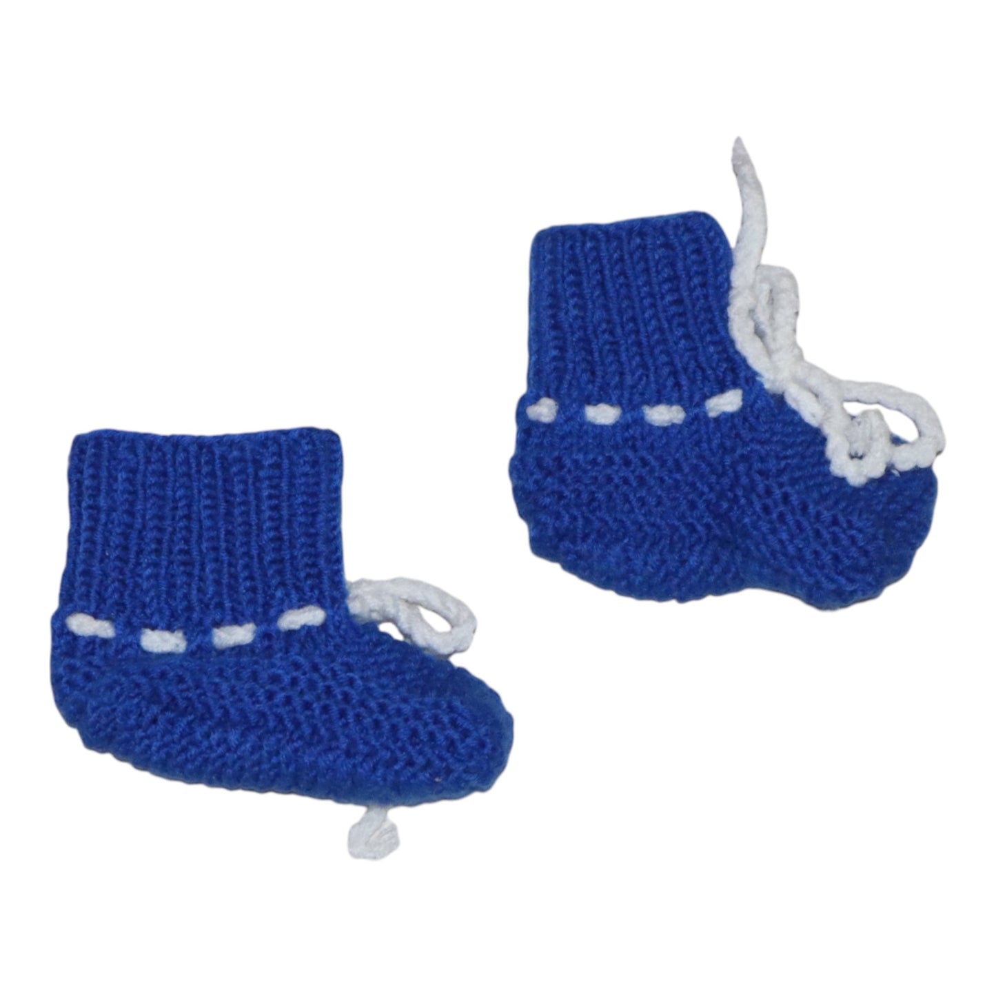 Stickad Overall & Tossor & Mössa Matchande Set - Storlek 74 - Blå & Vit