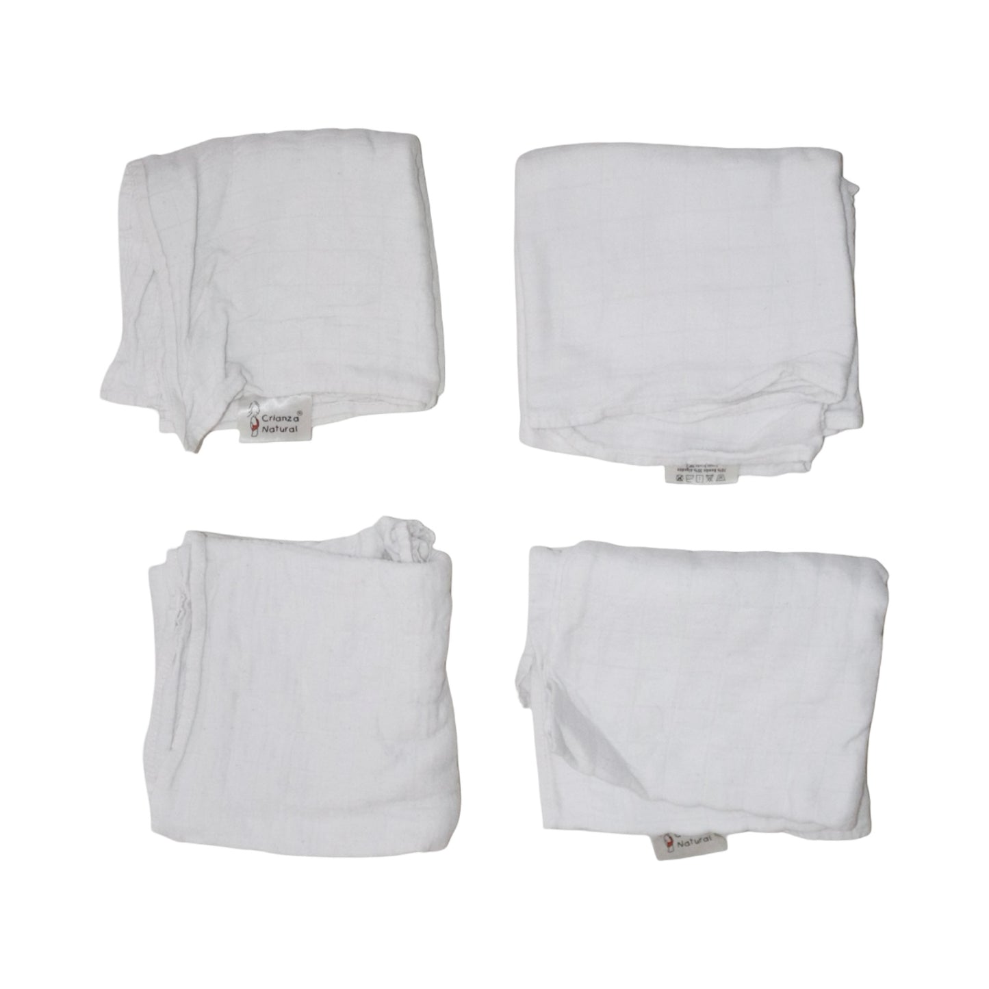 Filt - Muslinfilf (4 Pack) från Crianza Natural - Storlek 65x70 cm - Vit