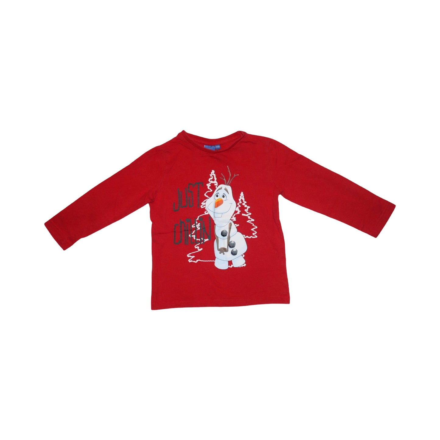 Jul Långärmad T-shirt från DISNEY - Storlek 98/104 - Röd