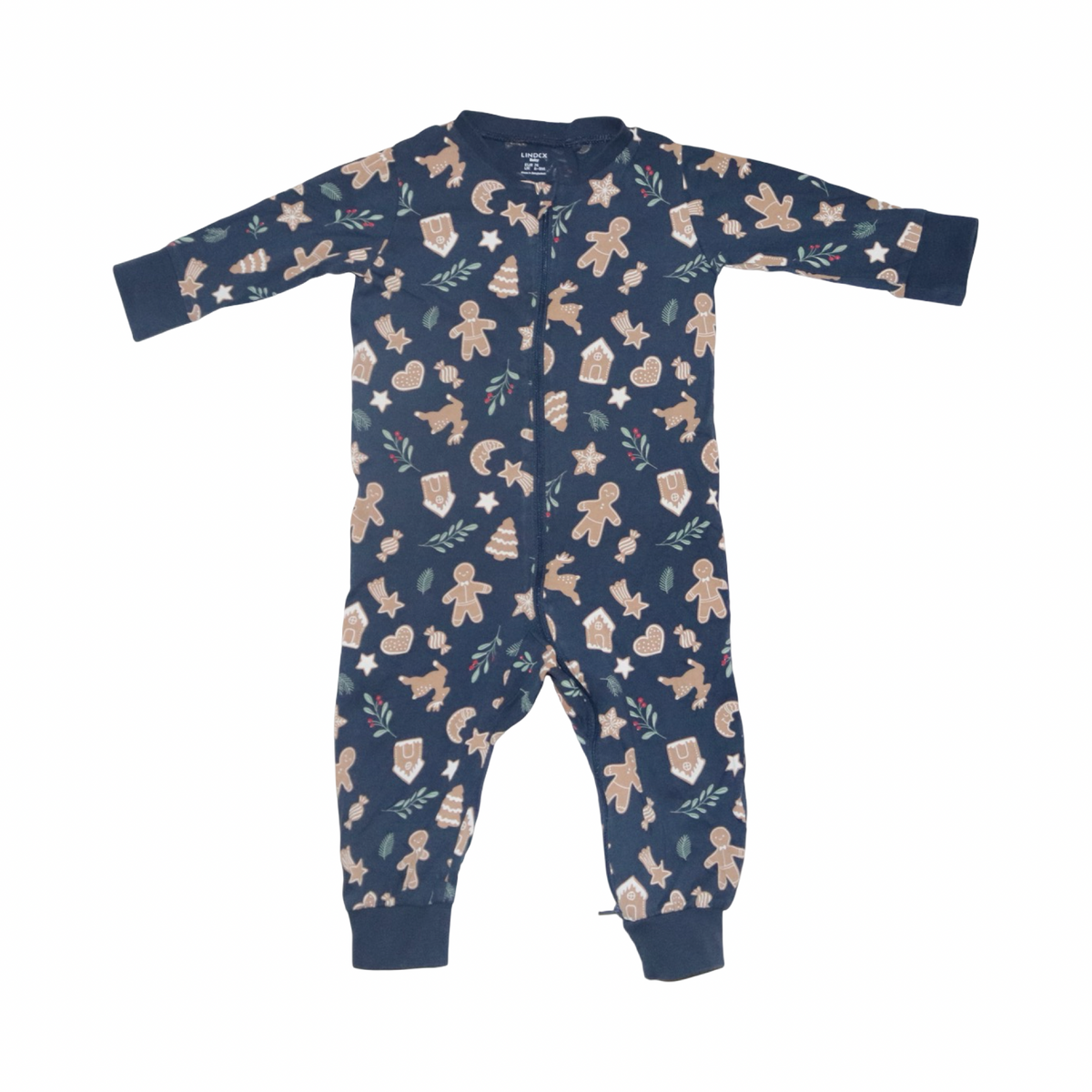 Pepparkakas Långärmad Pyjamas från LINDEX - Storlek 74 - Mörkblå & Brun