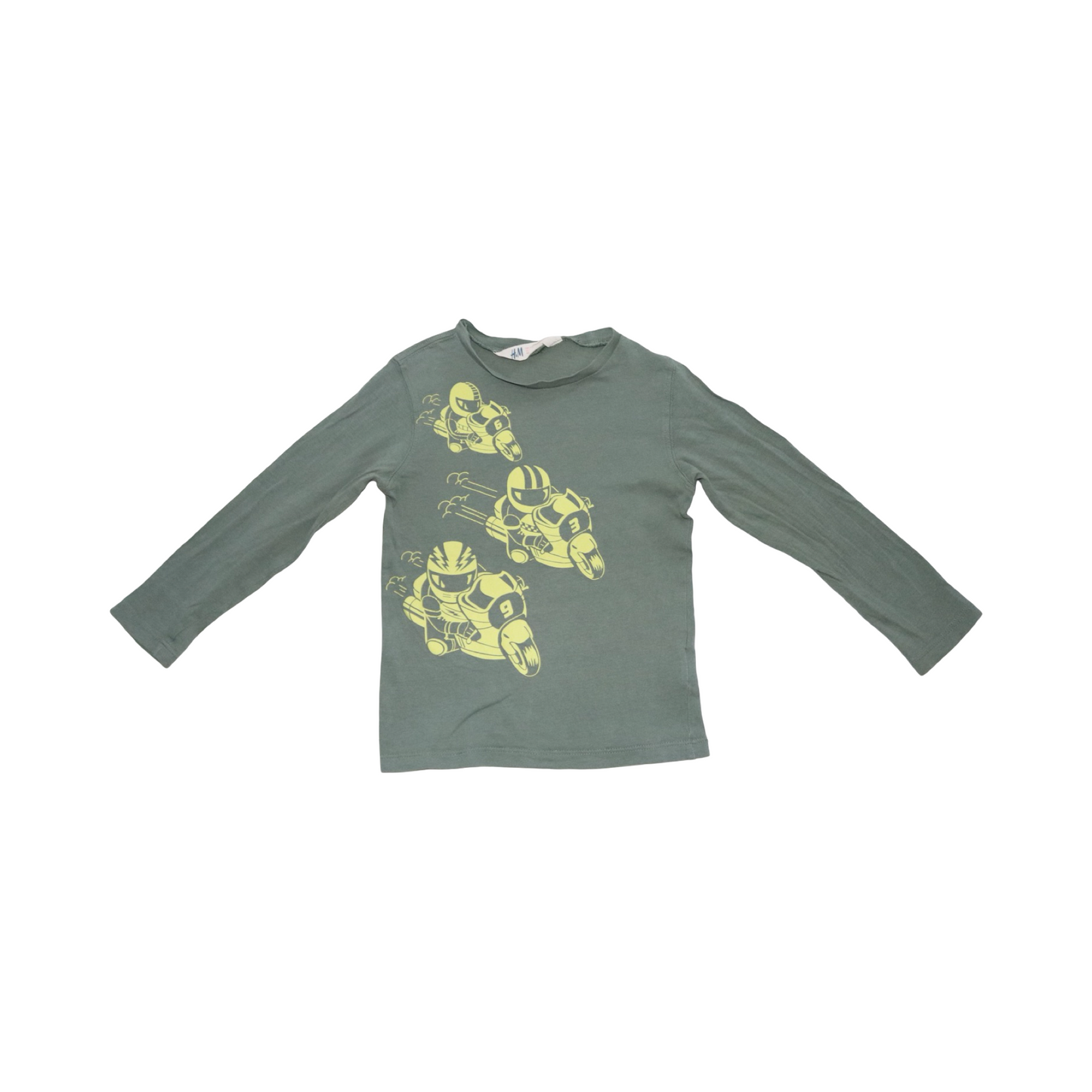 Långärmad T-shirt från H&M - Storlek 98/104 - Mörkgrön & Gul