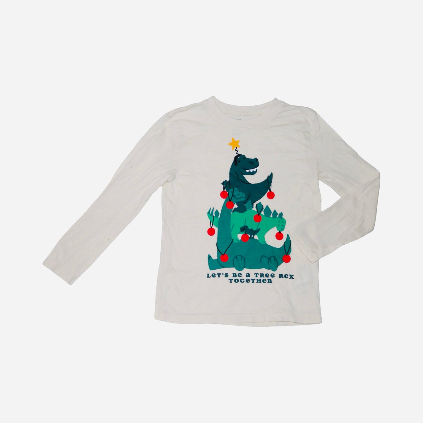 Långärmad T-shirt från H&M - Storlek 110/116 - Benvit & Grön (Multi)