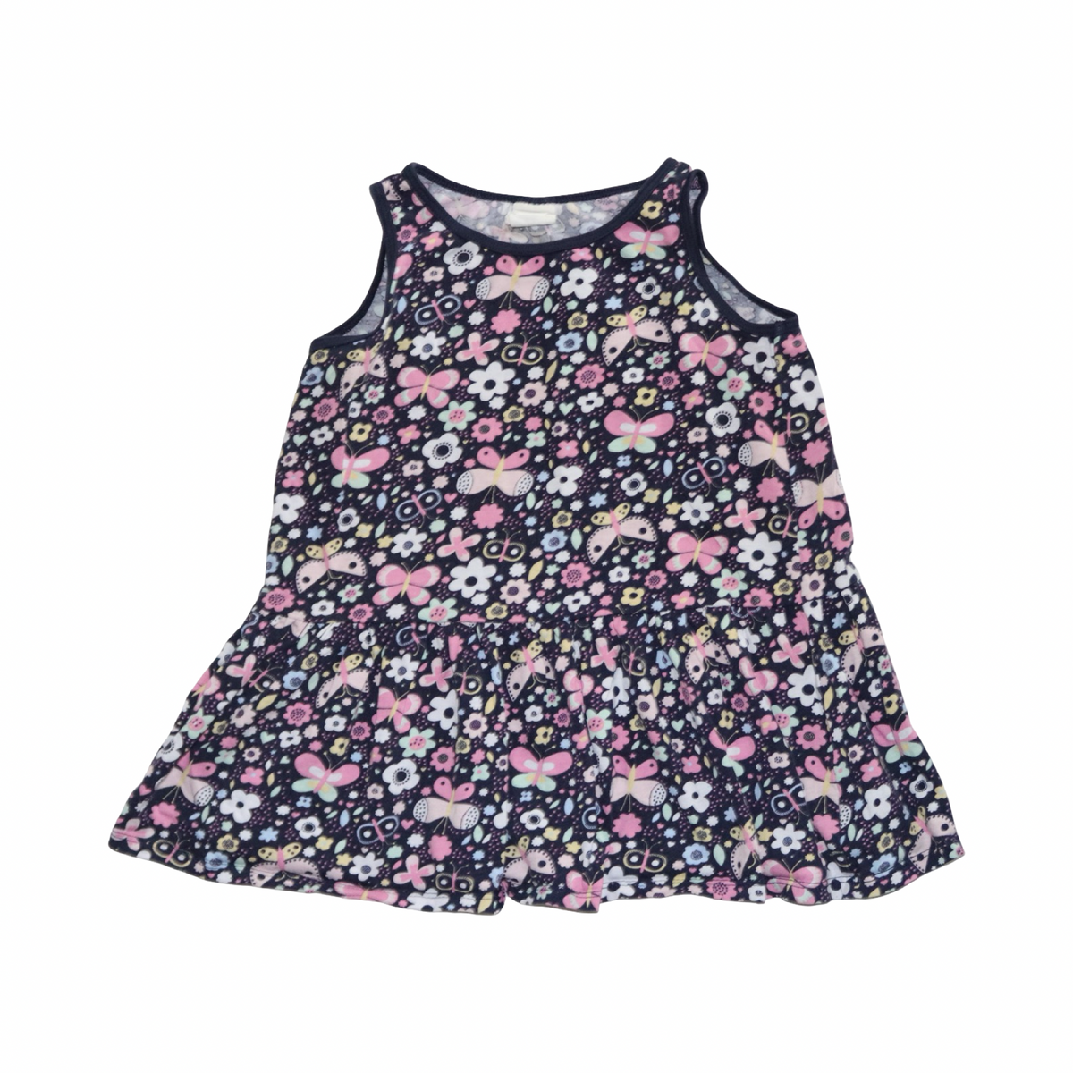 Linne Klänning från H&M - Storlek 92 - Marinblå (Multi)