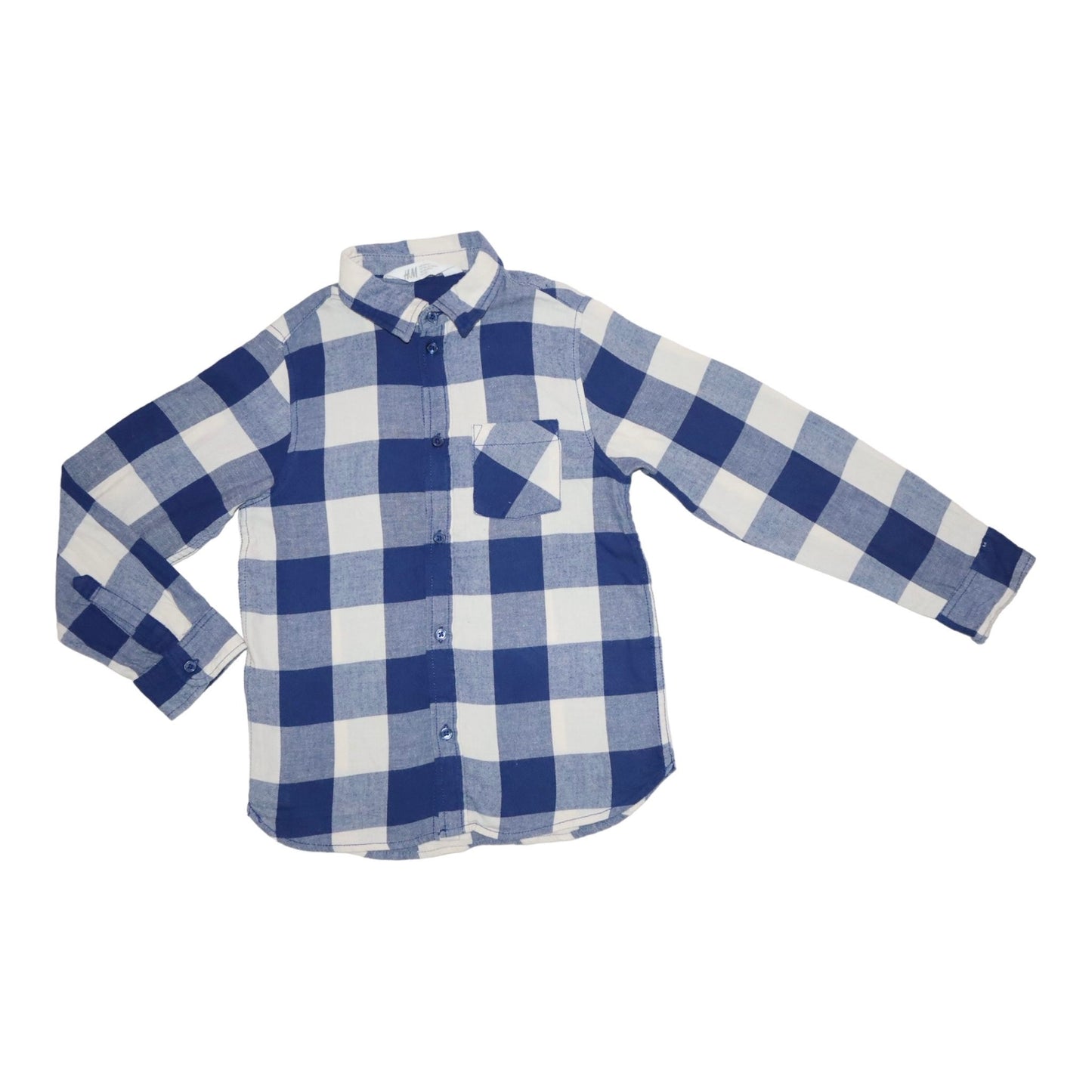 Långärmad Skjorta från H&M - Storlek 128 - Blo & Vit