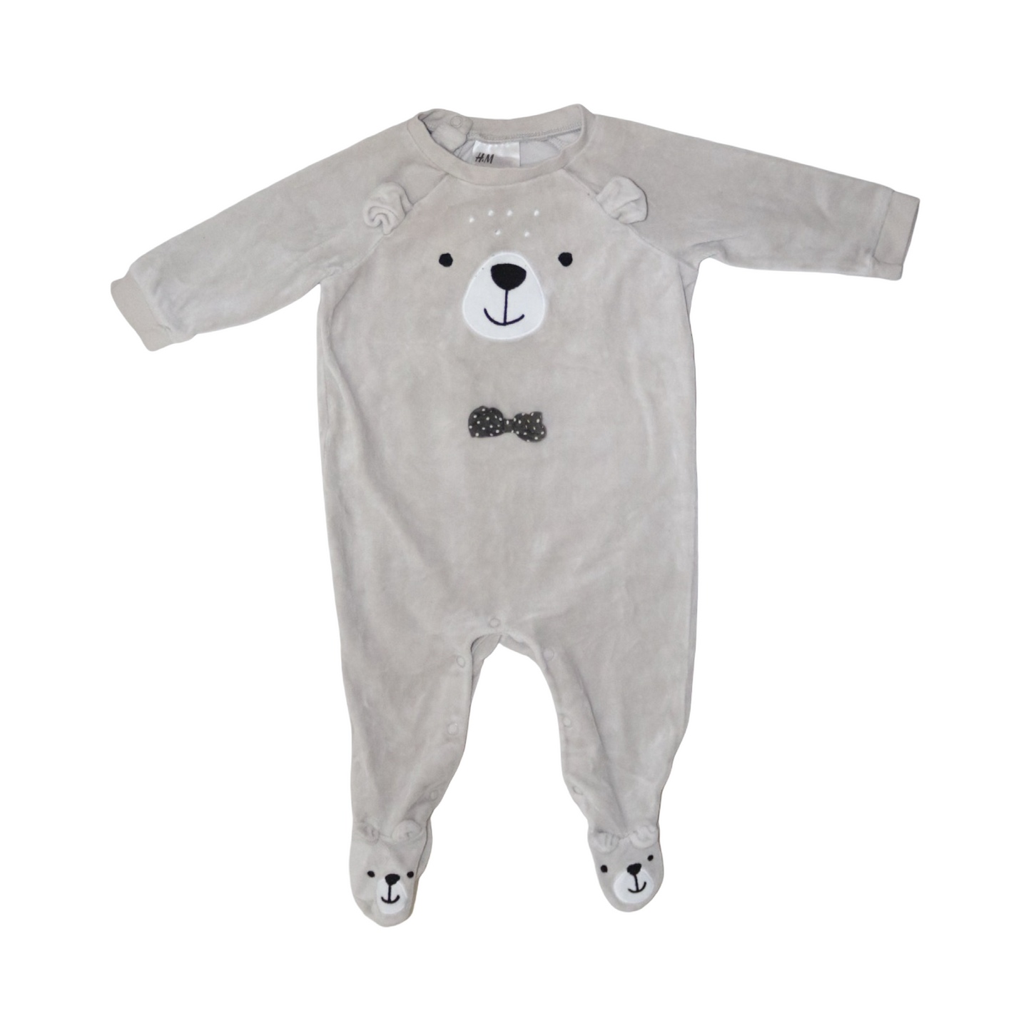 Lång Pyjamas med fot från H&M - Storlek 68 - Ljusgrå (Multi)