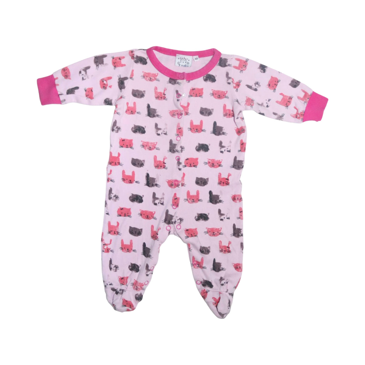 Långärmad Pyjamas med fot från MINI - Storlek 62 - Rosa (Multi)
