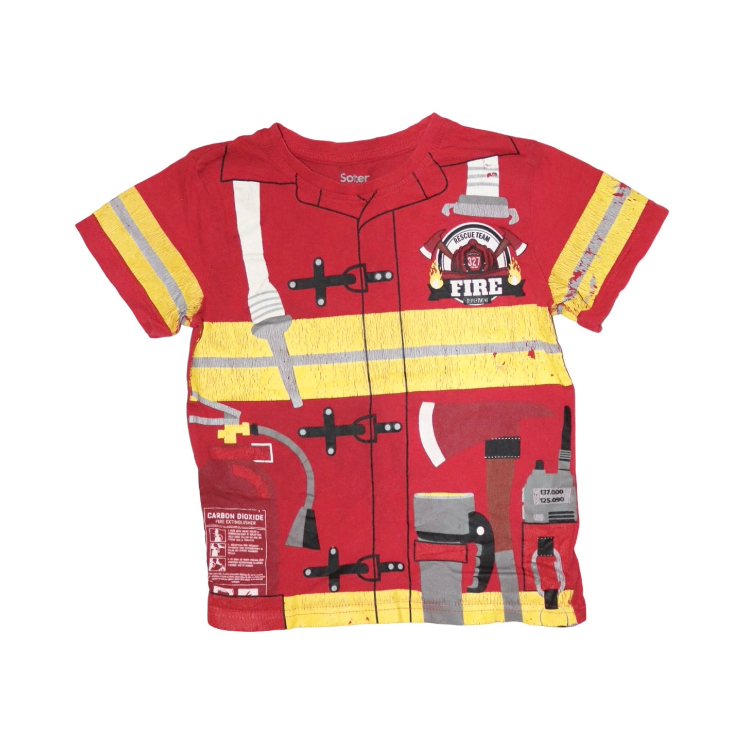 Kortärmad T-shirt från Softerdays - Storlek 110/116 - Röd & Gul (Multi)