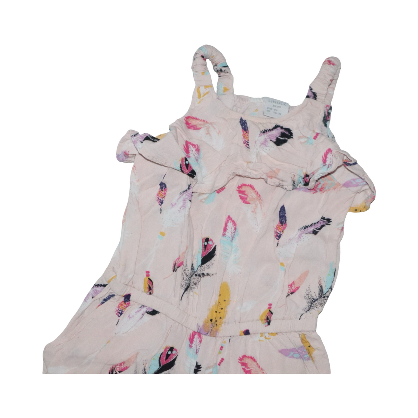 Kortärmad Byxdress/ Jumpsuit från LINDEX - Storlek 92 - Ljusrosa (Multi)