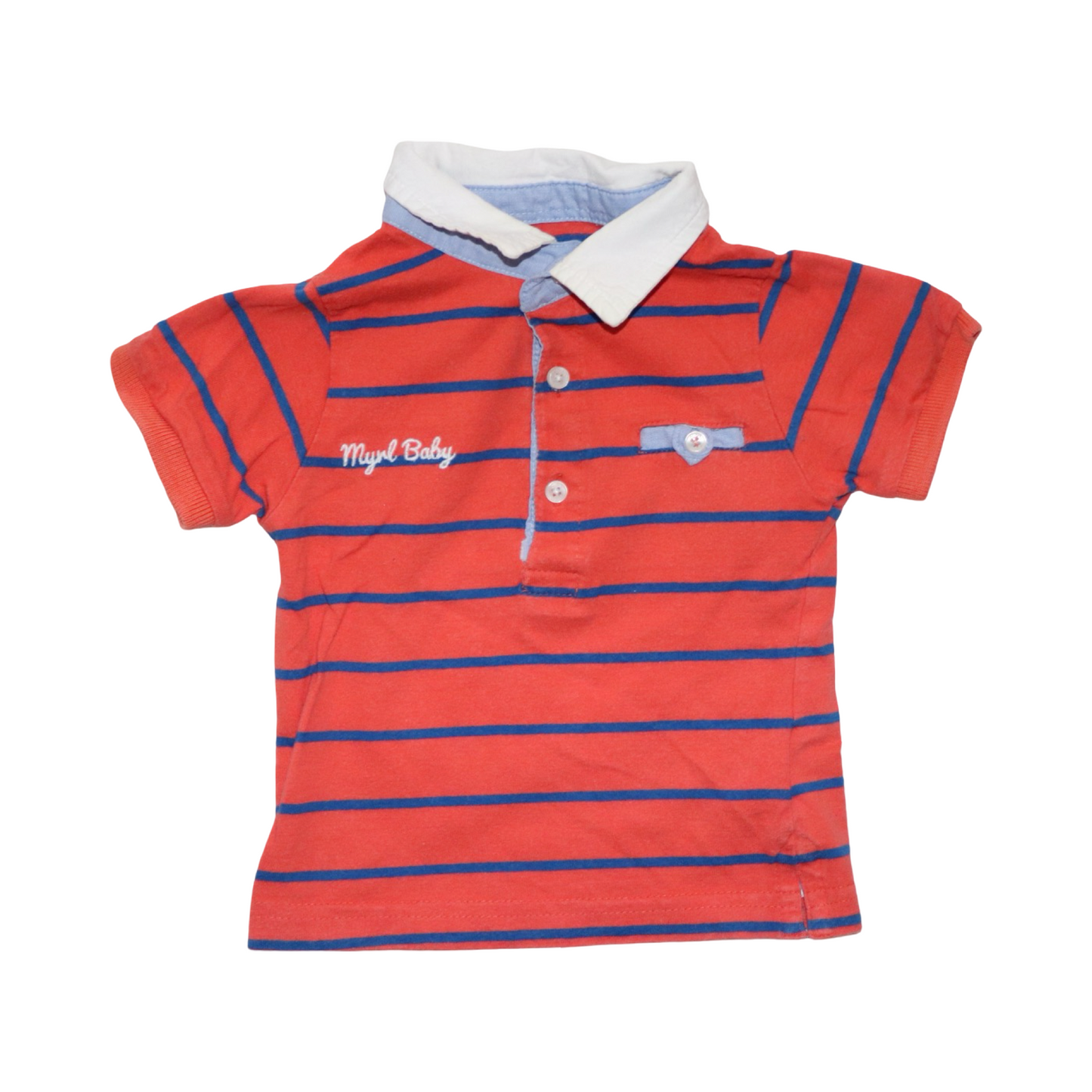 Kortärmad T-shirt från Mayoral - Storlek 74 - Orange & Marinblå