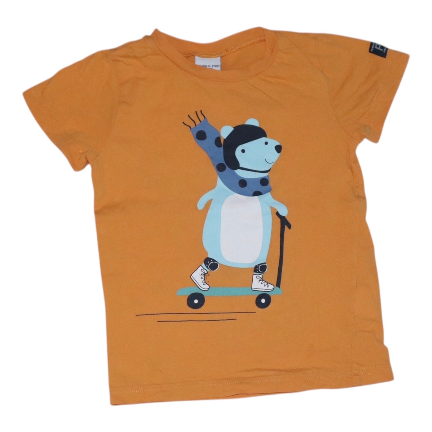 Kortärmad T-shirt från POLARN O. PYRET & TRUE NORTH - Storlek 98 - Mörkgrön & Gul