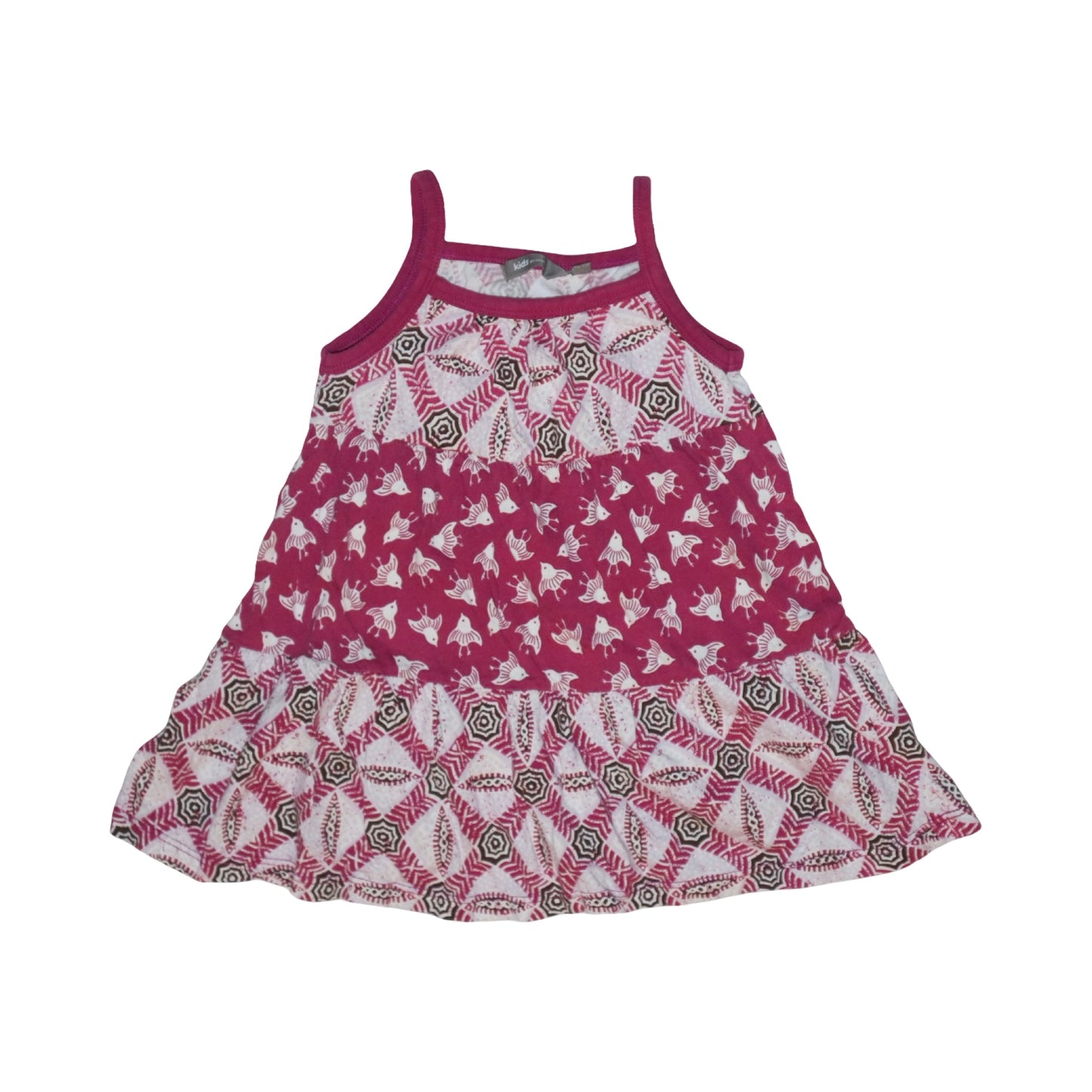 Linne Klänning från LINDEX - Storlek 92 - Rödbrun & Vit (Multi)