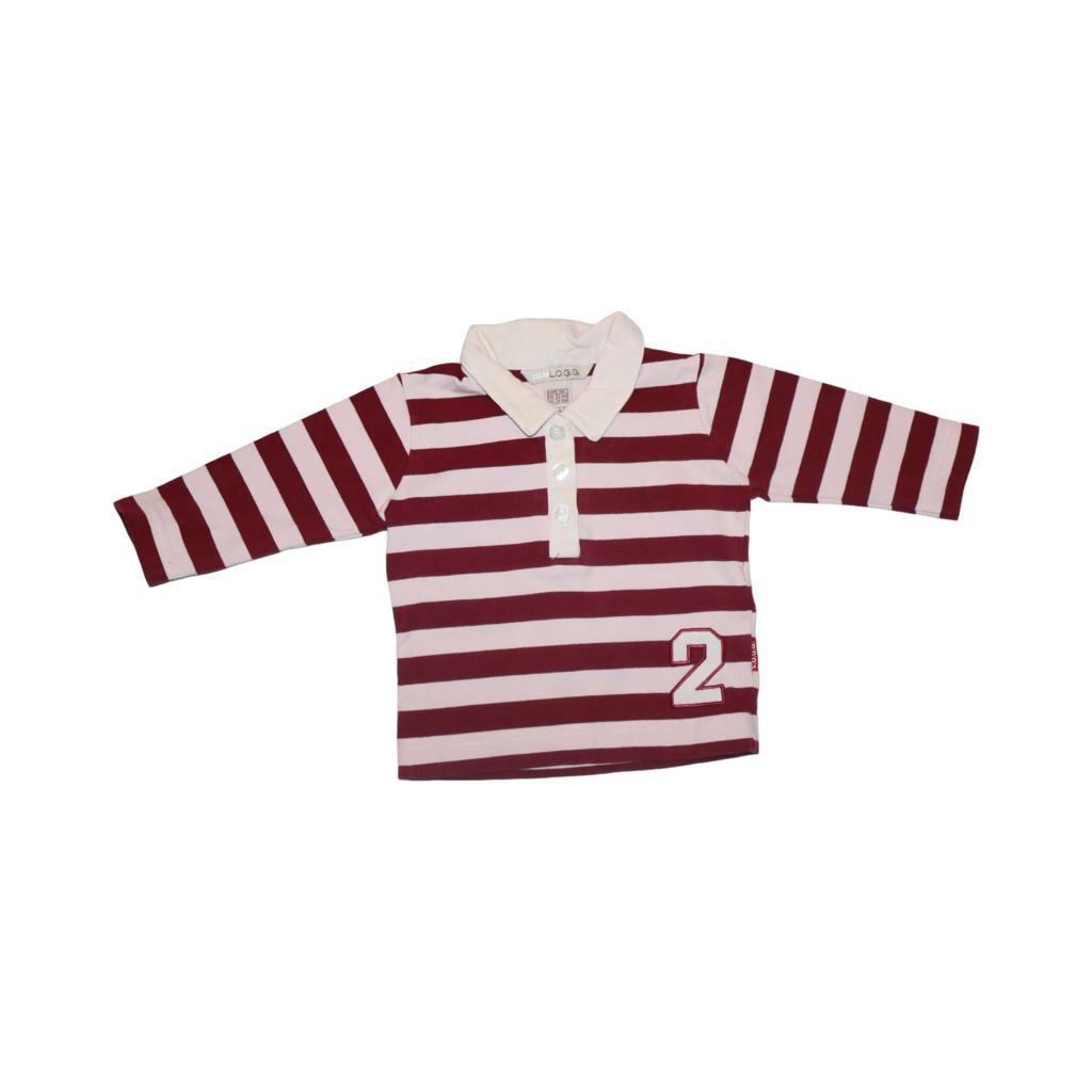 Långärmad T-shirt från H&M - Storlek 68 - Rödbrun & Vit