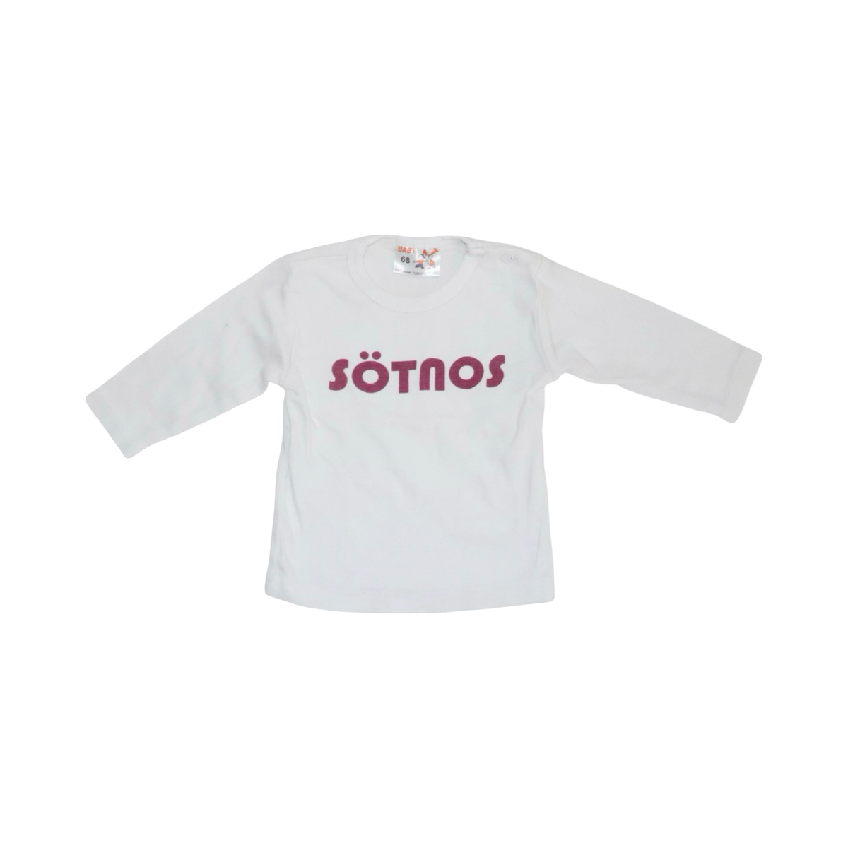Långärmad T-shirt från BABY - Storlek 68 - Vit & Rödbrun