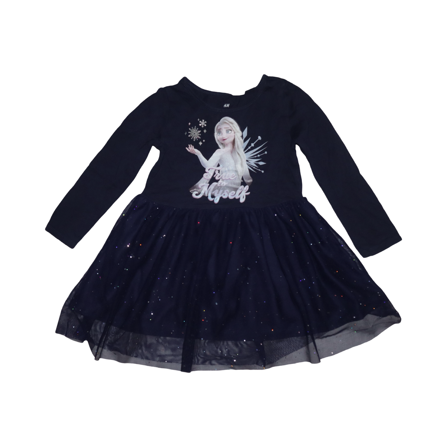 DISNEY Långärmad Klänning från H&M - Storlek 98/104 - Mörkblå (Multi)