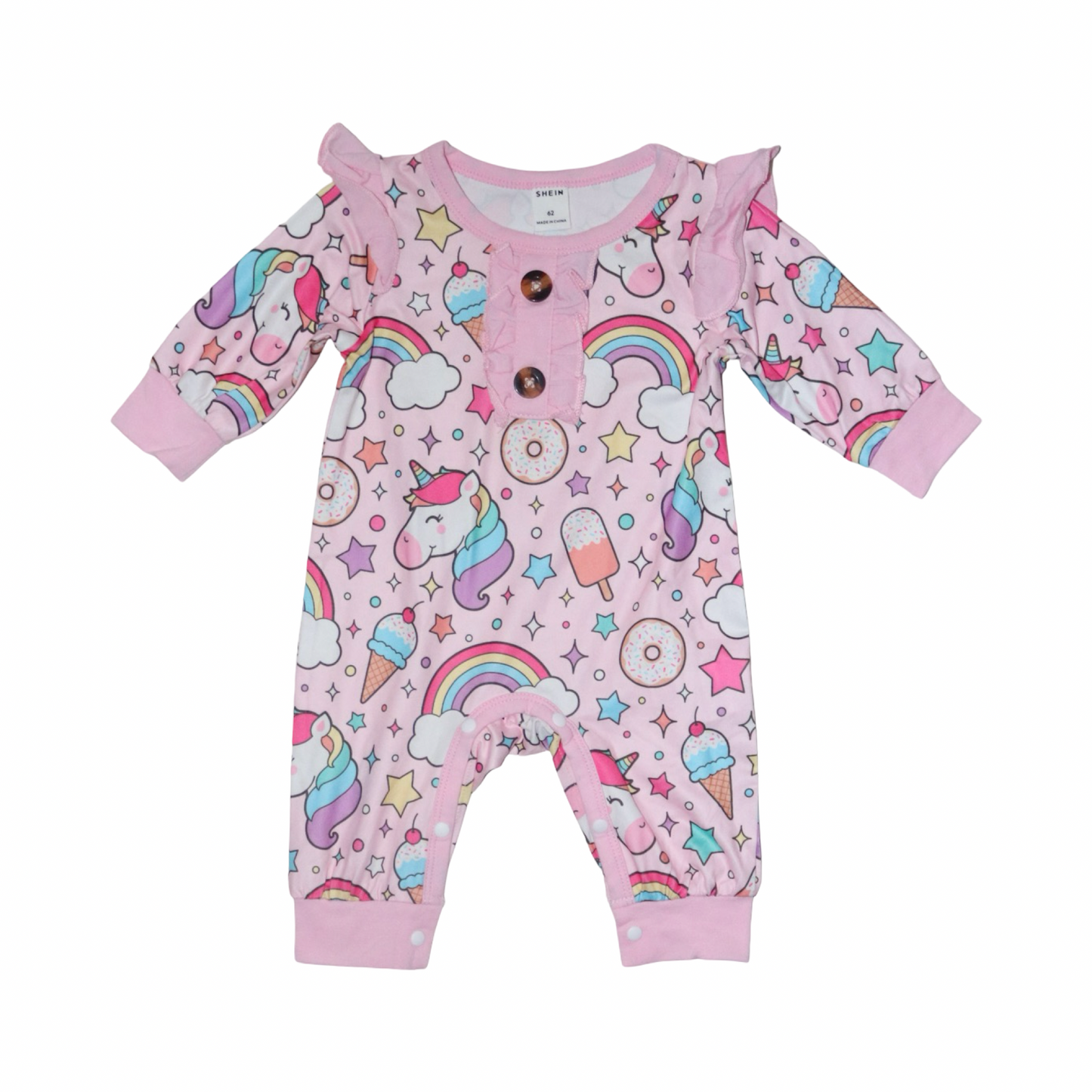 Långärmad Jumpsuit/ Byxdress från SHEIN - Storlek 62 - Rosa (Multi)