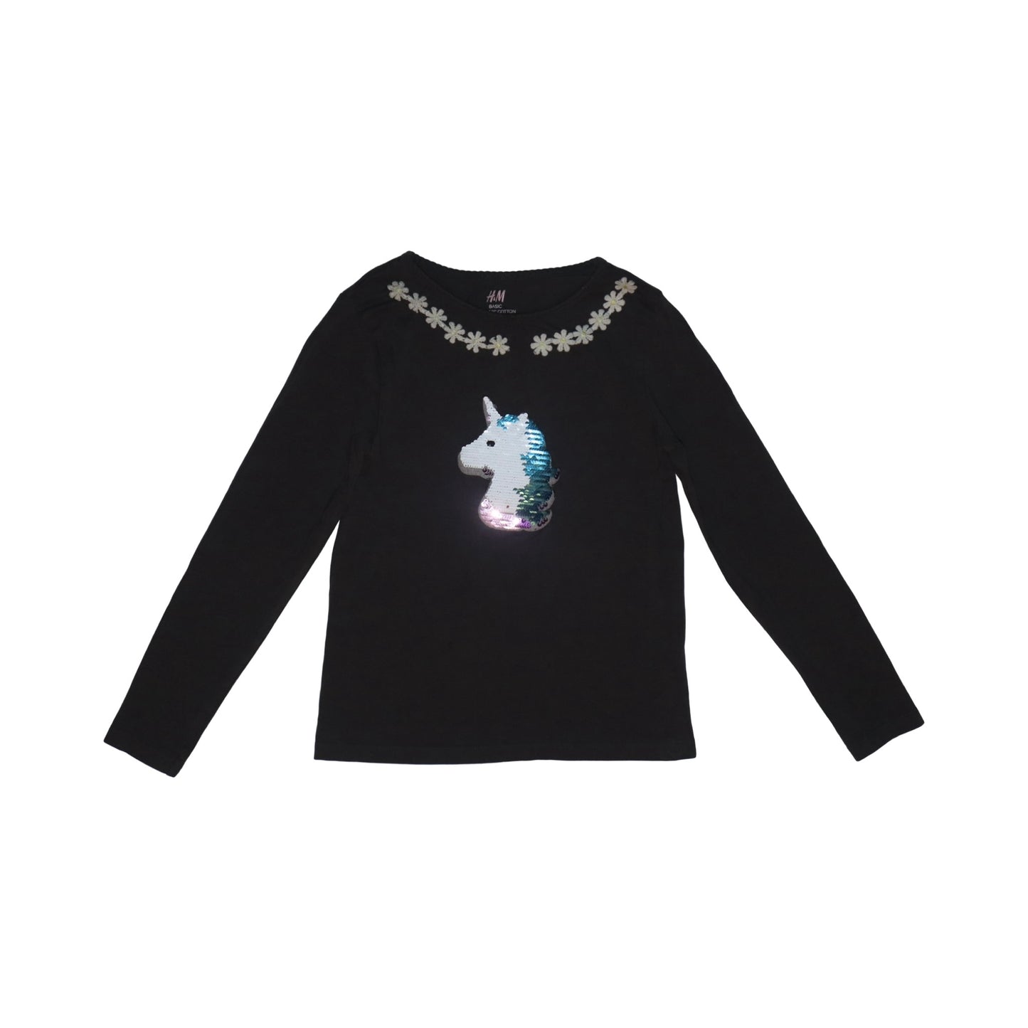 Långärmad T-shirt från H&M - Storlek 122/128 - Svart (Multi)