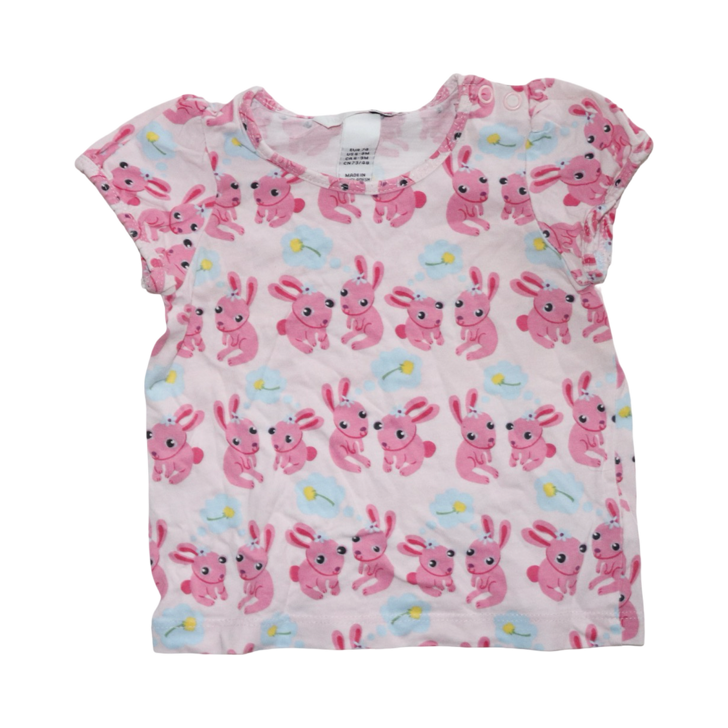Kortärmad T-shirt från H&M - Storlek 74 - Rosa & Ljusblå (Multi)