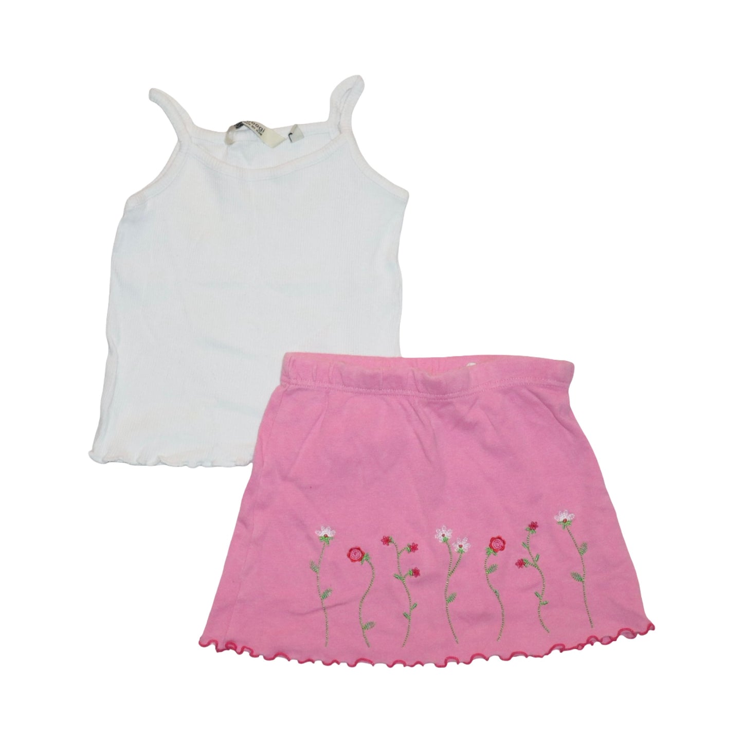 Linne & Kjol Matchande Set från Chiboogi by H&M - Storlek 86 - Rosa & Vit (Multi)
