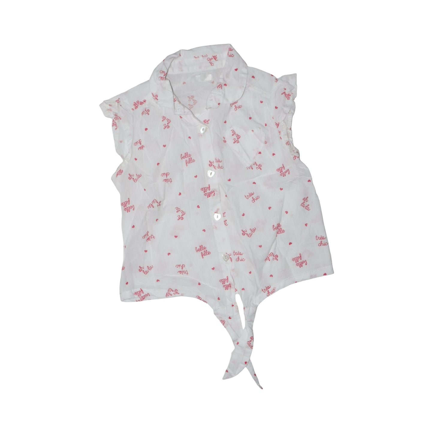 Kortärmad Blus - Storlek 110 - Vit & Rosa