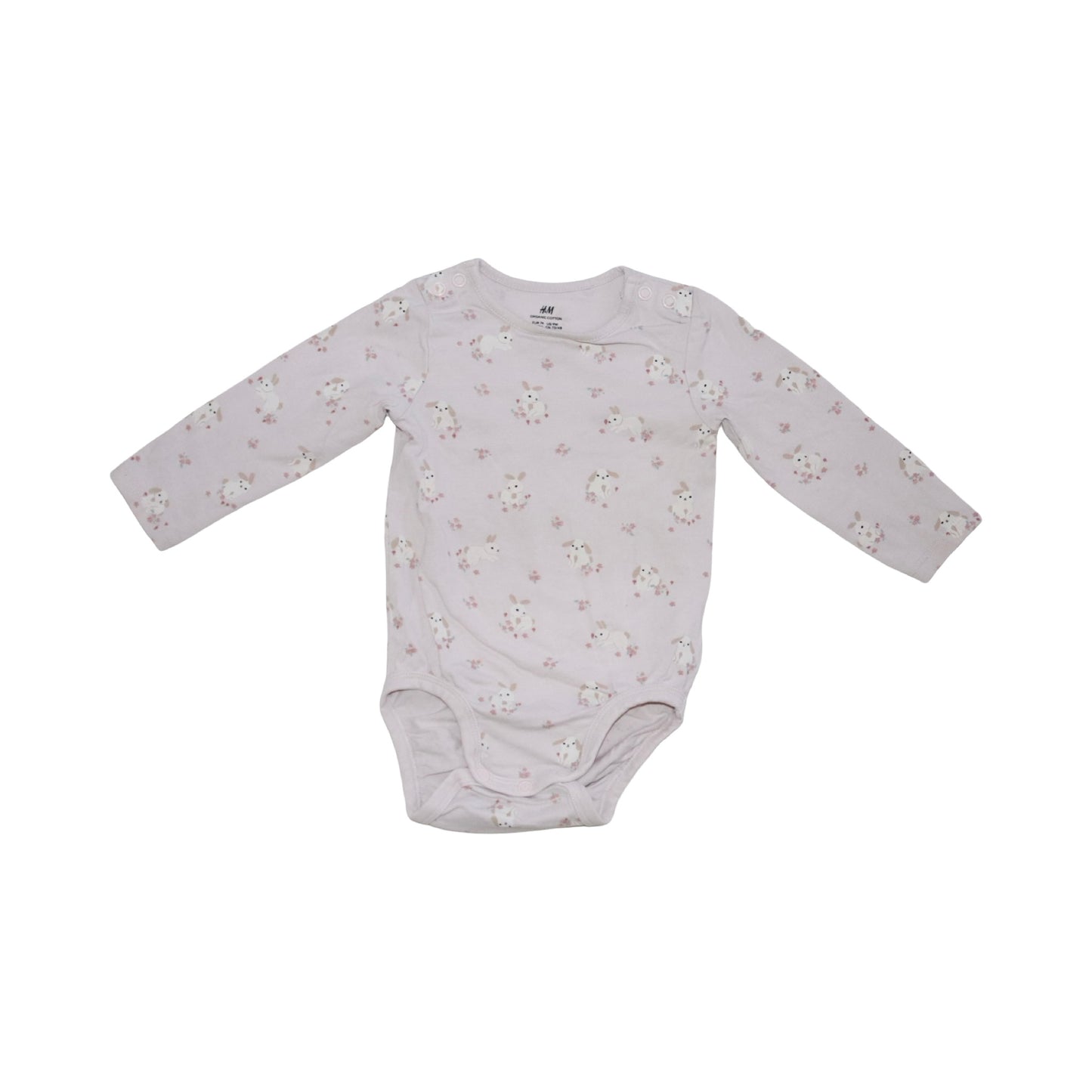 Långärmad Body från H&M - Storlek 74 - Ljusrosa (Multi)