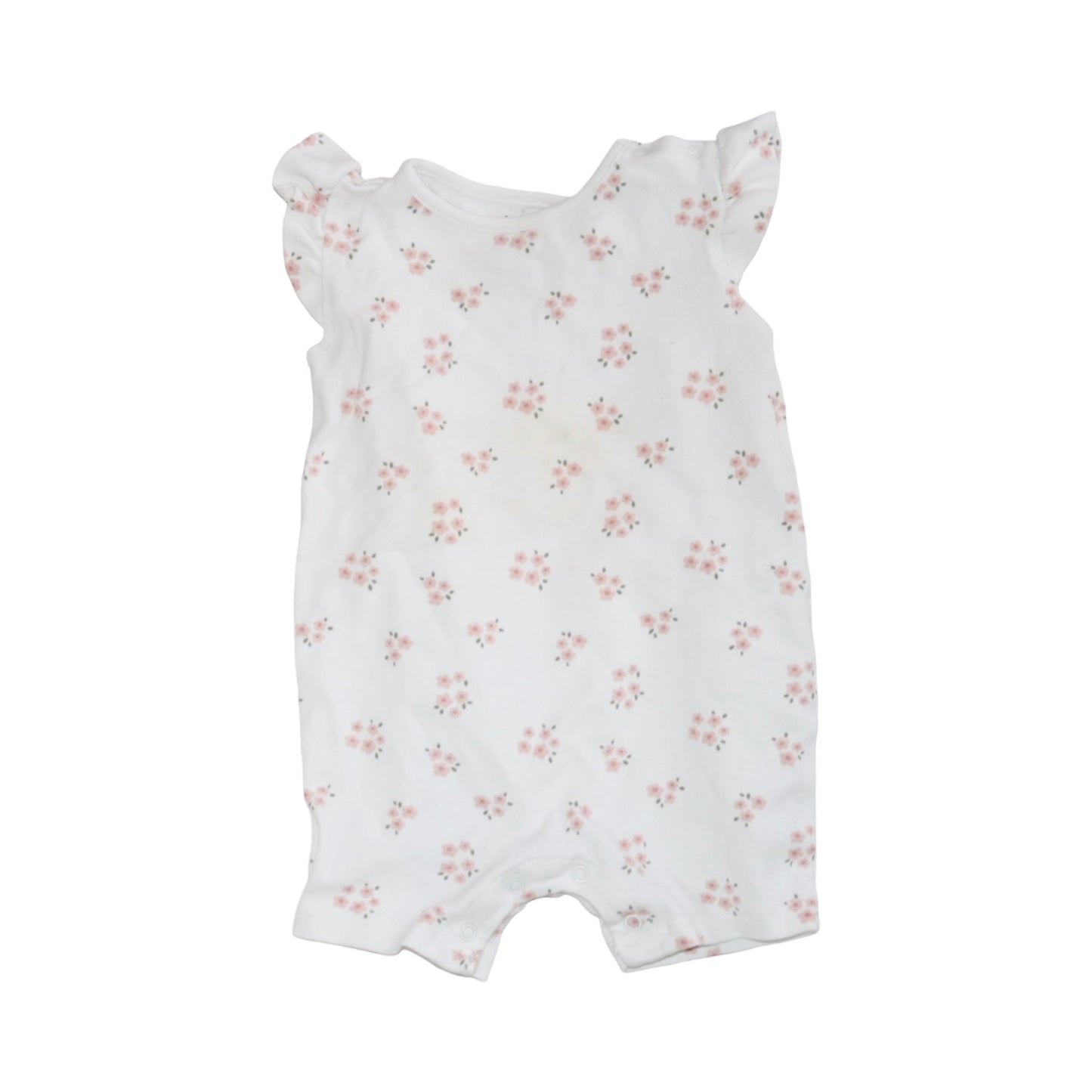 Byxdress/ Romper från C&A - Storlek 74 - Vit & Ljusrosa (Multi)