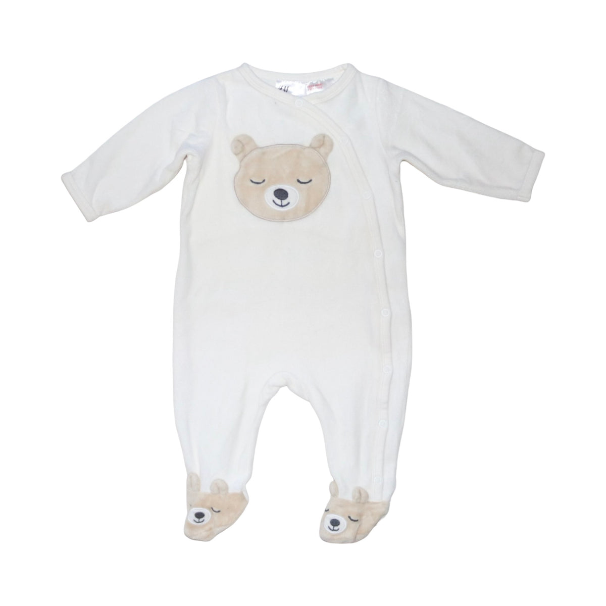 Långärmad Pyjamas med fot från H&M - Storlek 62 - Benvit & Beige