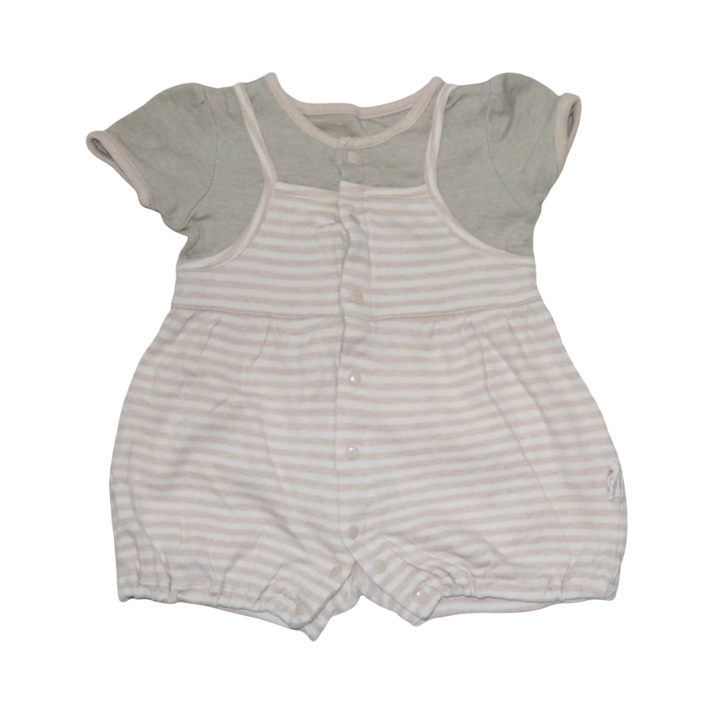 Kortärmad Byxdress/ Romper från 3KOALAS - Storlek 68 - Beige & Grå