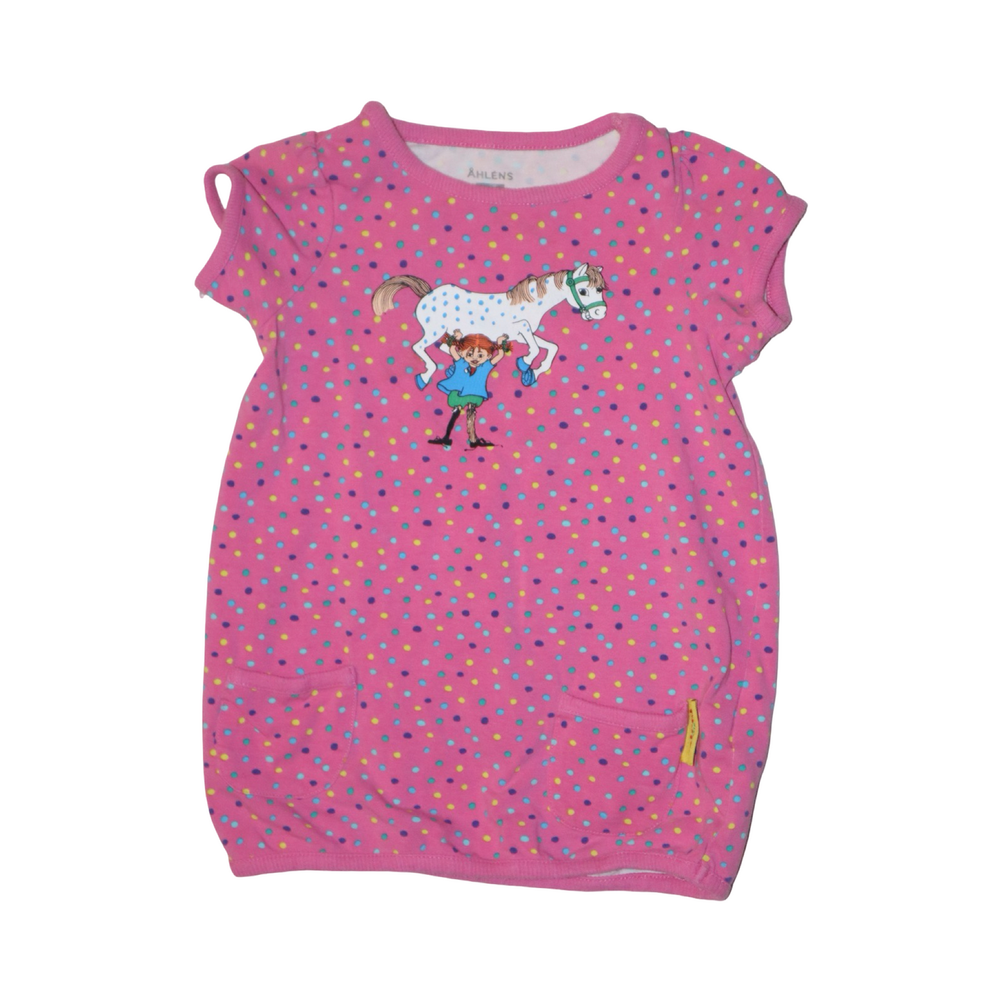 Kortärmad Klänning från Åhlens - Storlek 86/92 - Rosa (Multi)