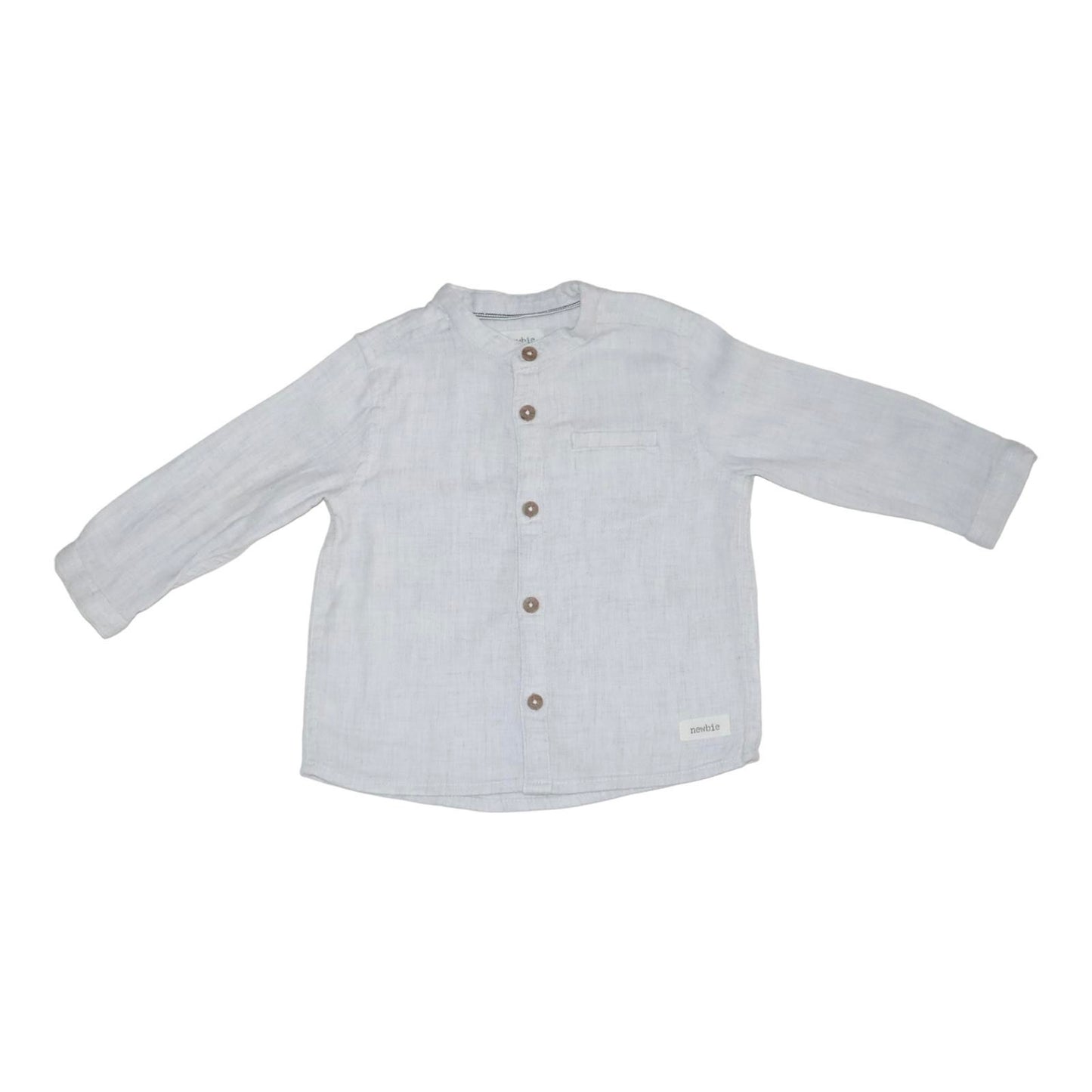 Långärmad Skjorta från newbie - Storlek 74 - Ljusgrå