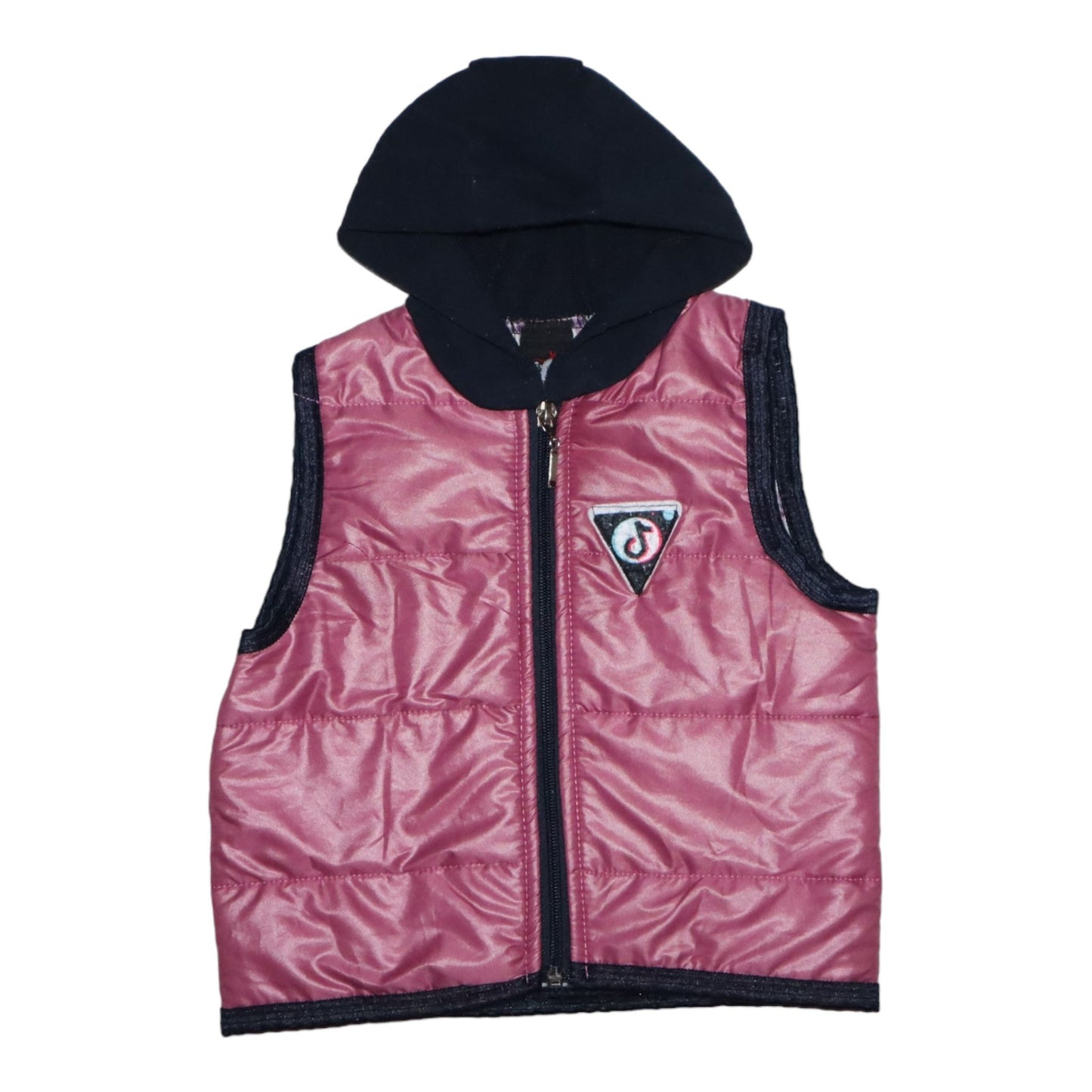 Vadderad Väst med huva från Lizard Life - Storlek 92 - Rosa & Svart