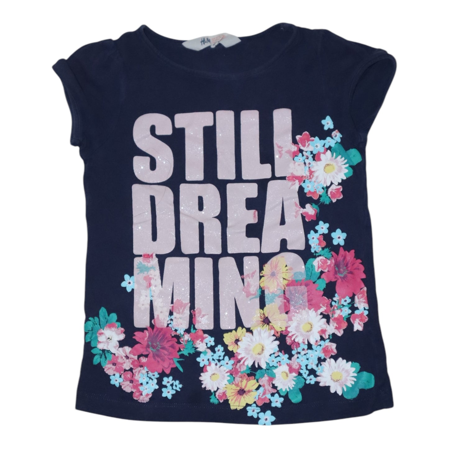 Kortärmad T-shirt från H&M - Storlek 110/116 - Mörkblå