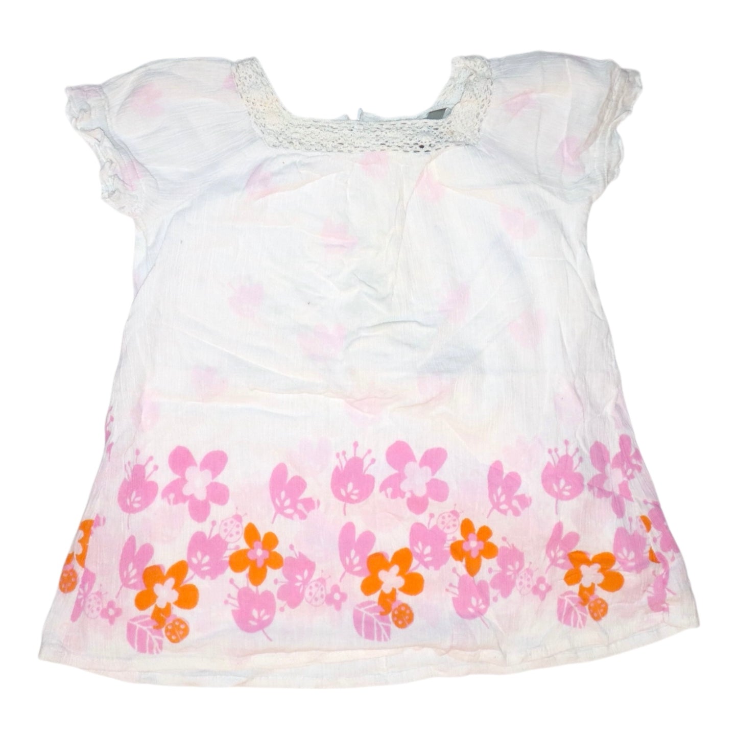 Kortärmad Blus från LINDEX - Storlek 110/116 - Vit & Rosa