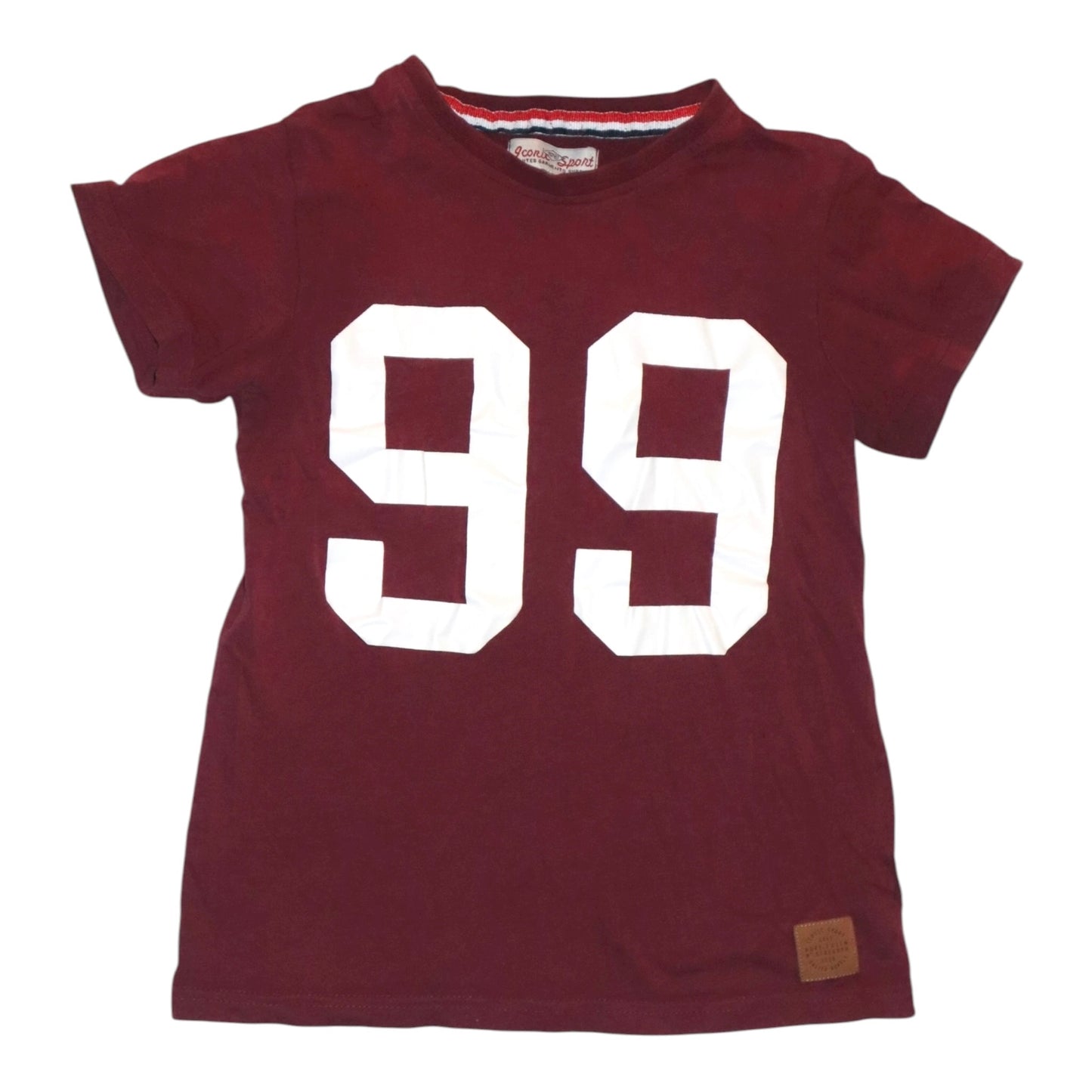 Kortärmad T-shirt från 157 - Storlek 120 - Rödbrun & Vit