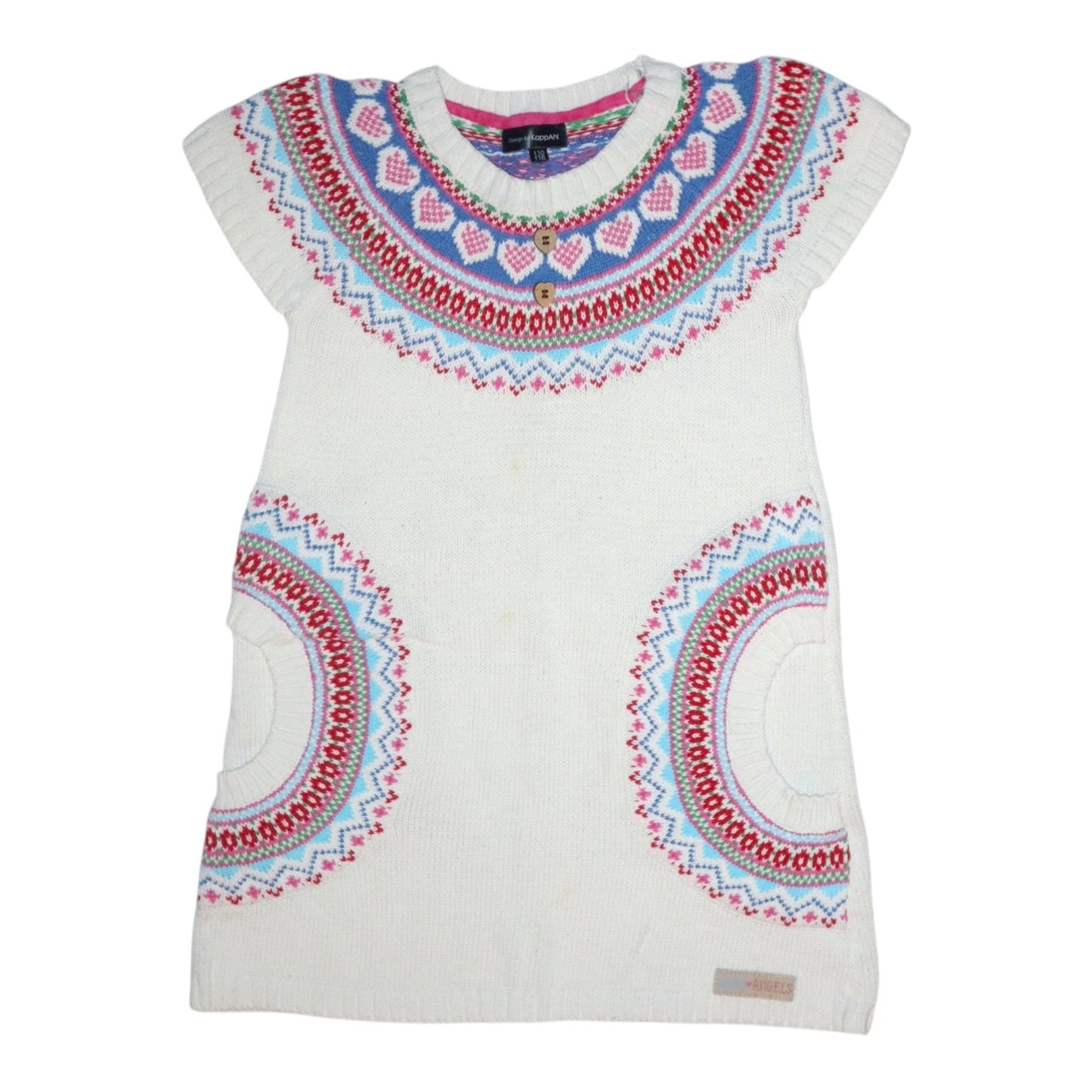 Stickad Kortärmad Klänning från Kappahl - Storlek 110/116 - Vit (Multi)