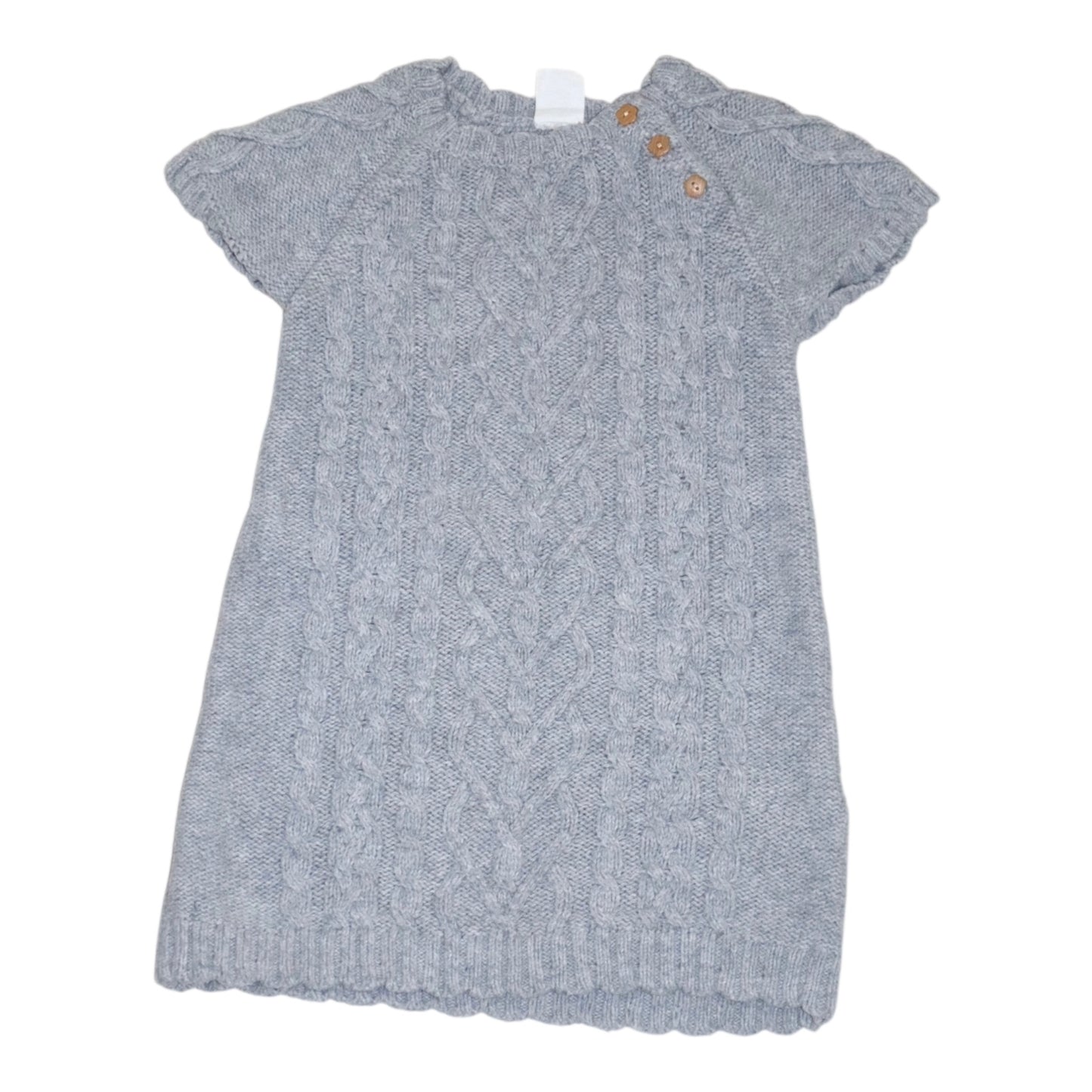 Stickad Kortärmad Klänning från H&M - Storlek 80 - Grå