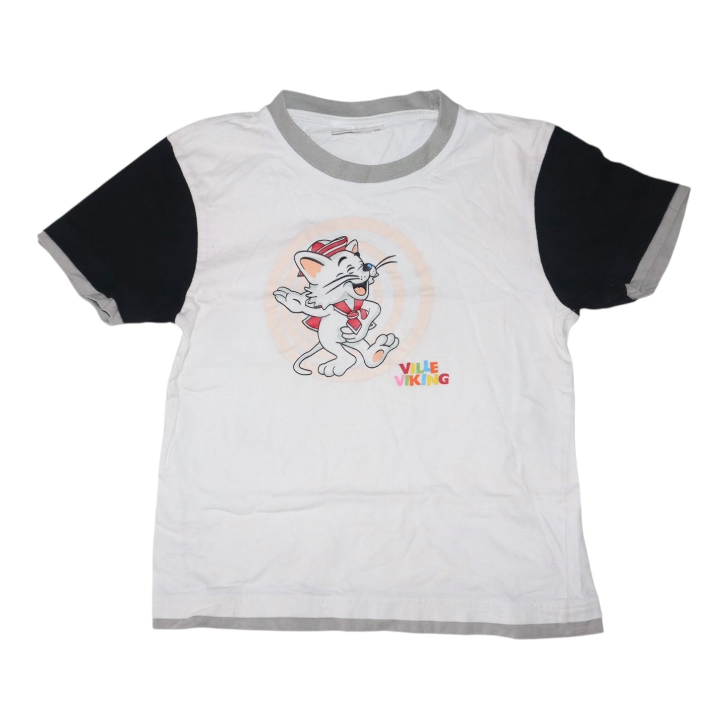 Kortärmad T-shirt från VILLE VIKING - Storlek 130/140 - Svart & Vit