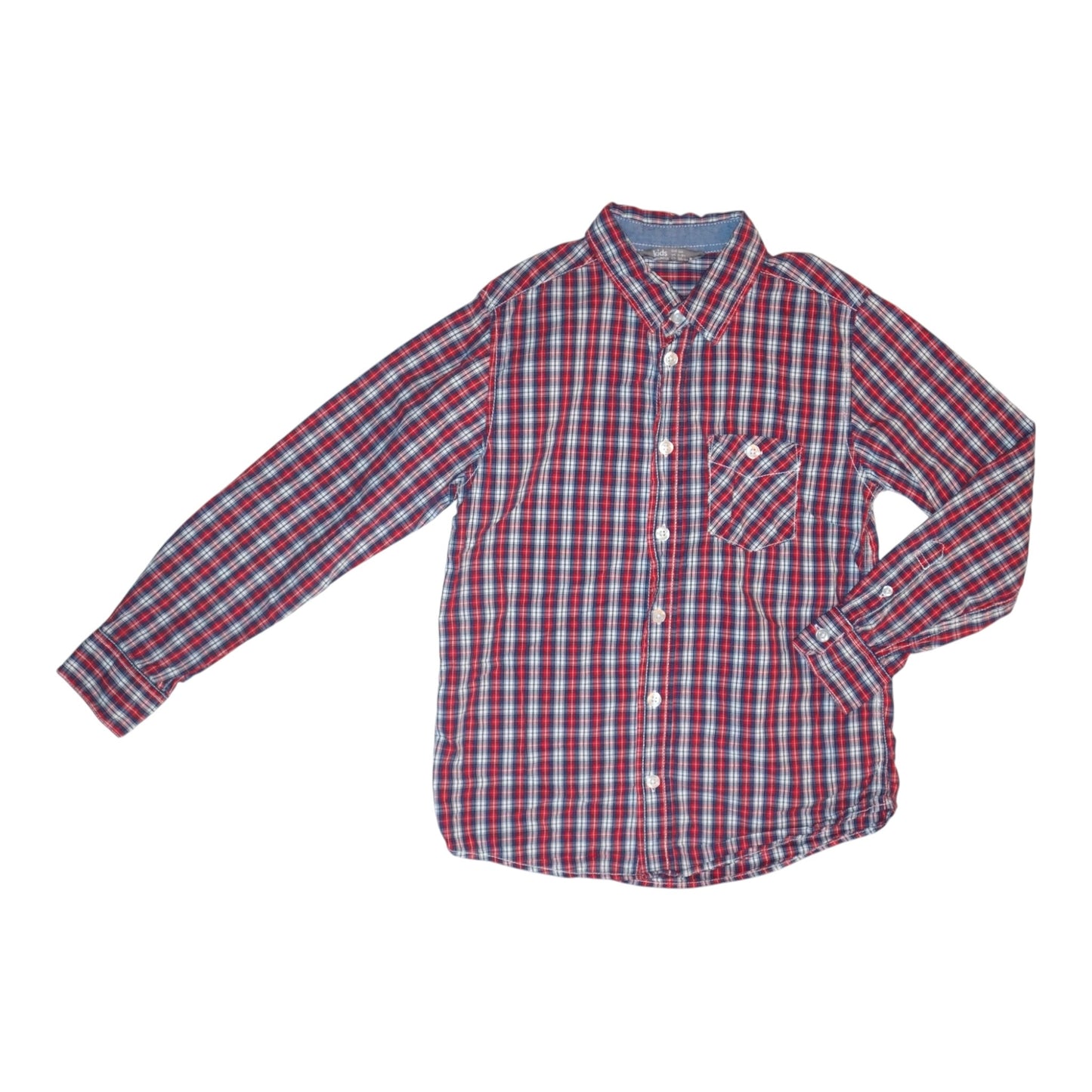 Långärmad Skjorta från LINDEX - Storlek 134 - Röd & Blå (Multi)