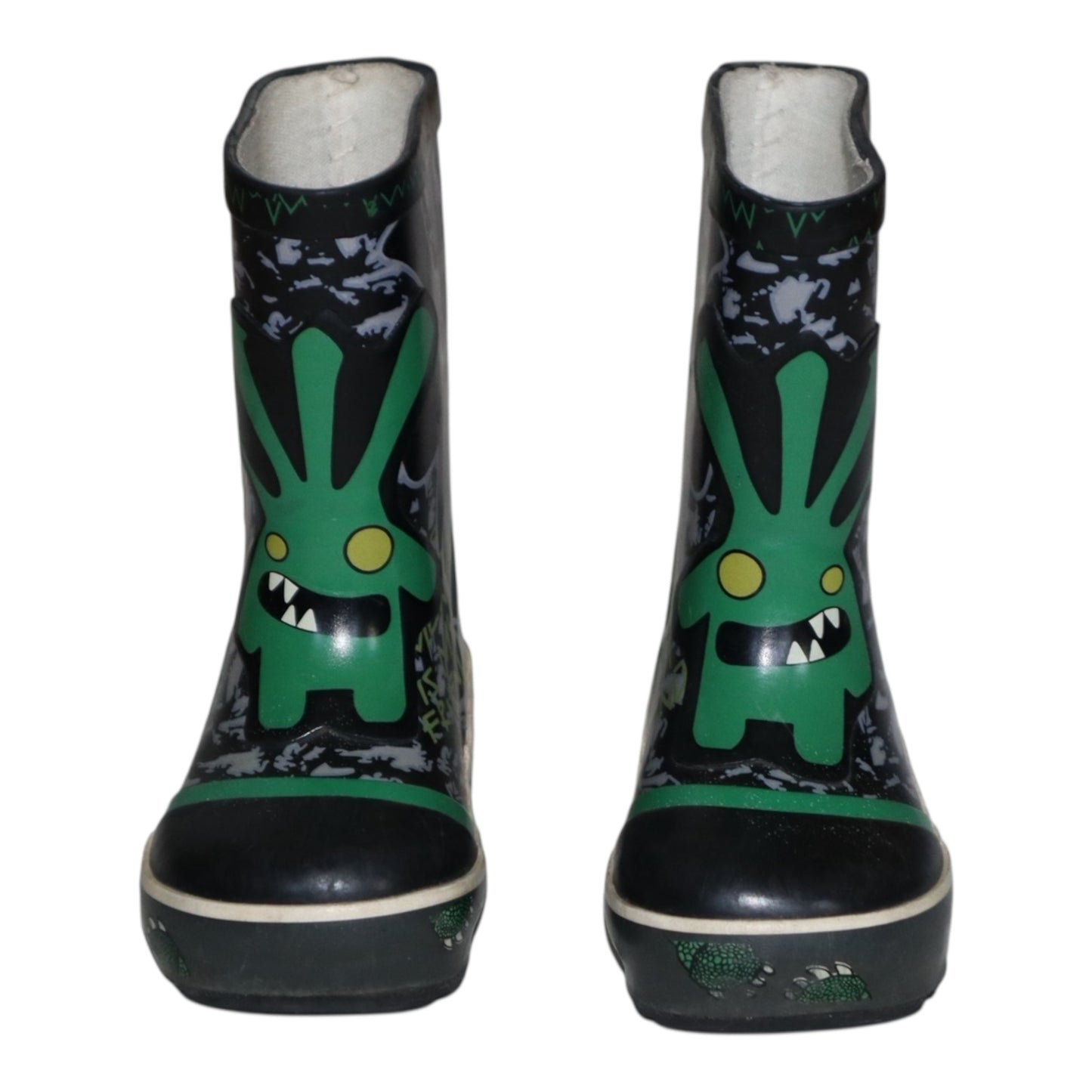 Ofodrade Gummistövlar från SKOOTY - Storlek 20 (Innermått 13 cm) - Svart & Grön