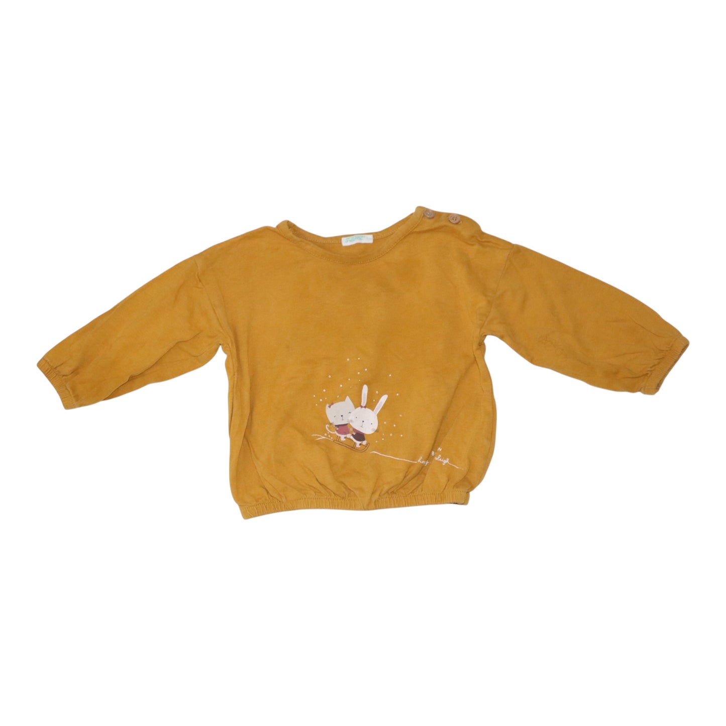 Långärmad T-shirt från BENETTON - Storlek 68 - Gul