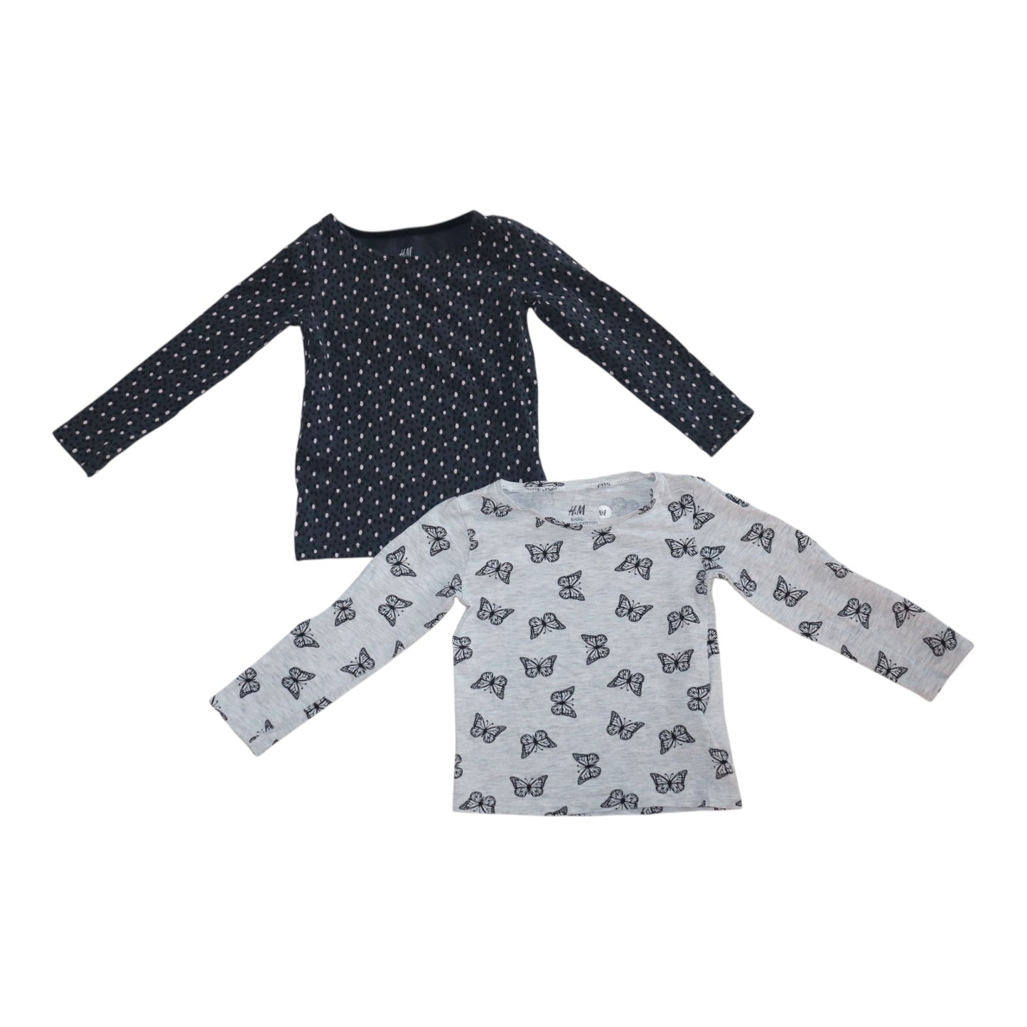 Långärmad T-shirt (2 Pack) från H&M - Storlek 92 - Mörkgrå & Ljusgrå