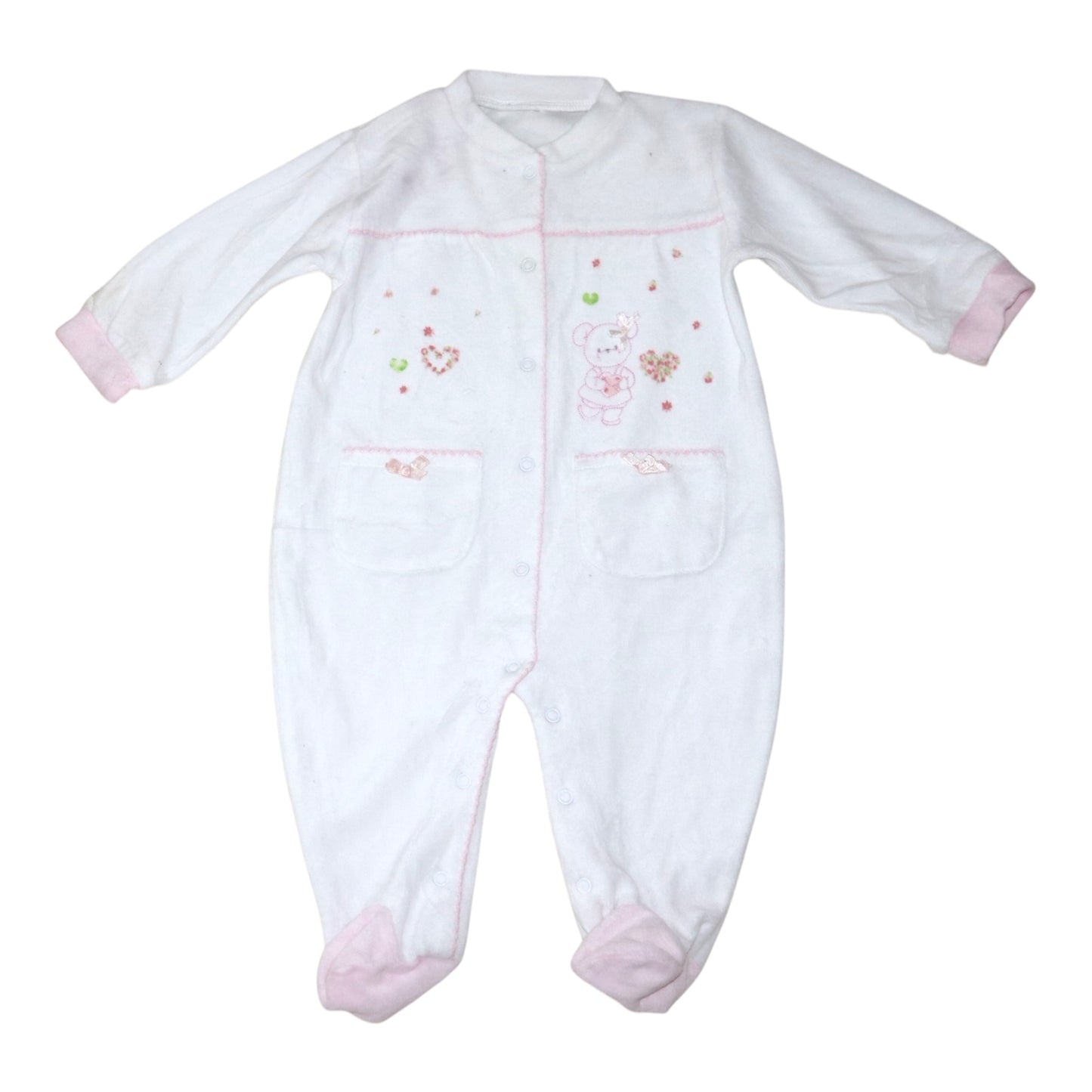 Byxdress/ Jumpsuit i fleece - Storlek 62 - Vit