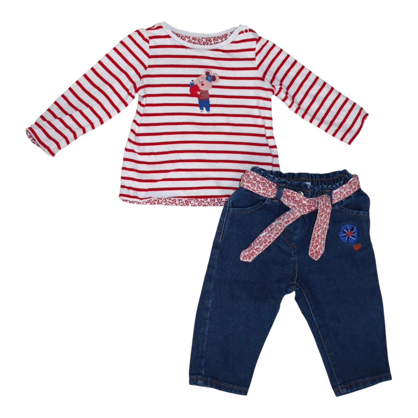 Tröja & Byxor Matchande Set från Pareit - Storlek 74 - Röd & Blå