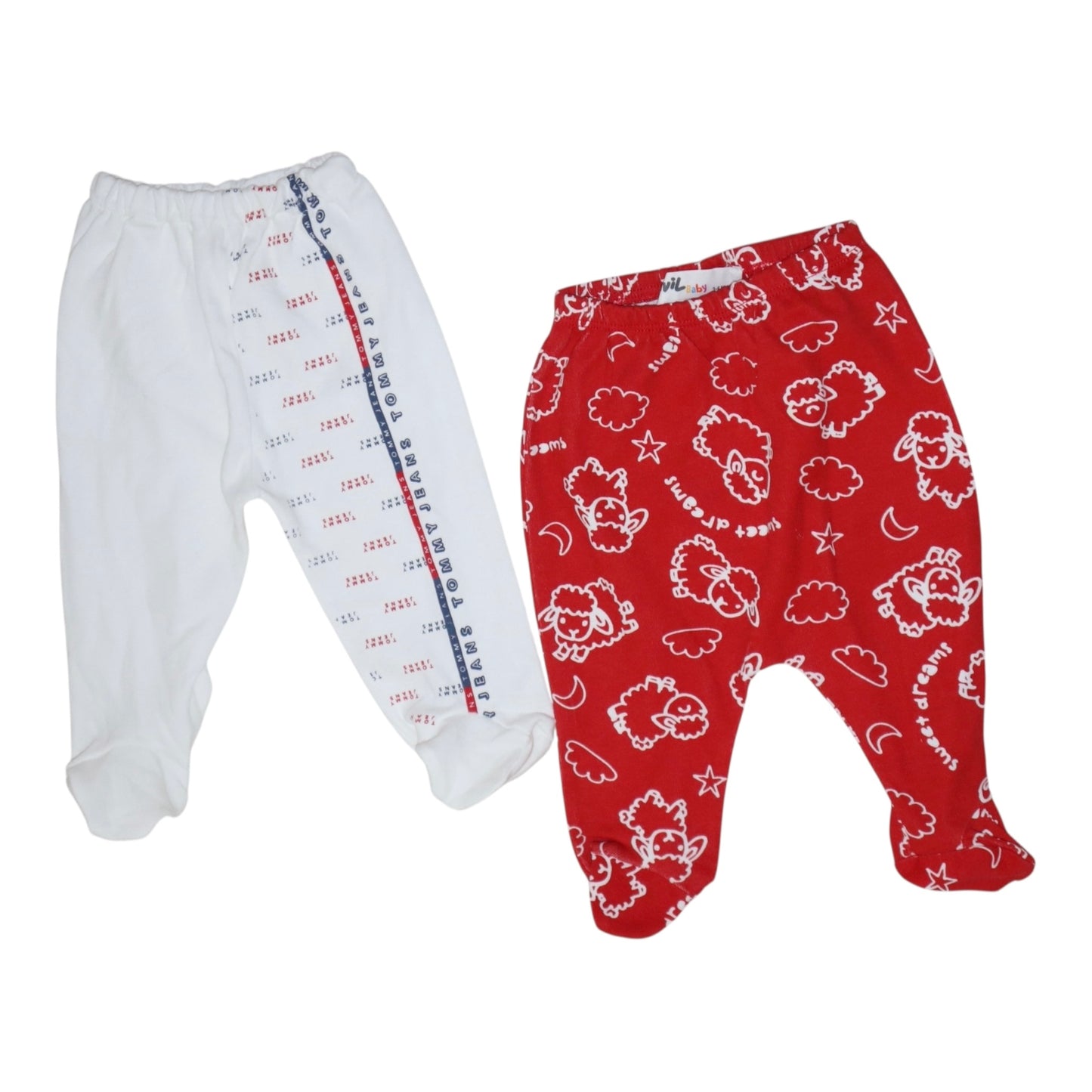 Byxor med fot (2 Pack) från CIVIL Baby - Storlek 68 - Röd & Vit
