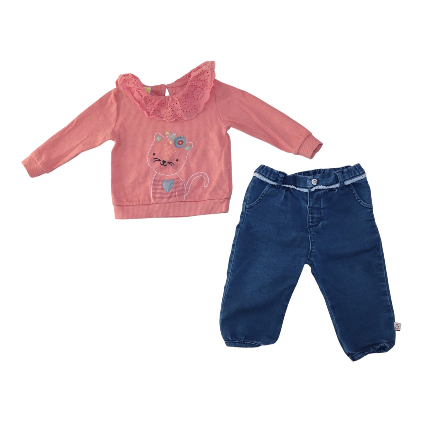 Tröja & Byxor Matchande Set från VIA GIRLS & SERGENT MAJOR - Storlek 74 - Orange & Blå